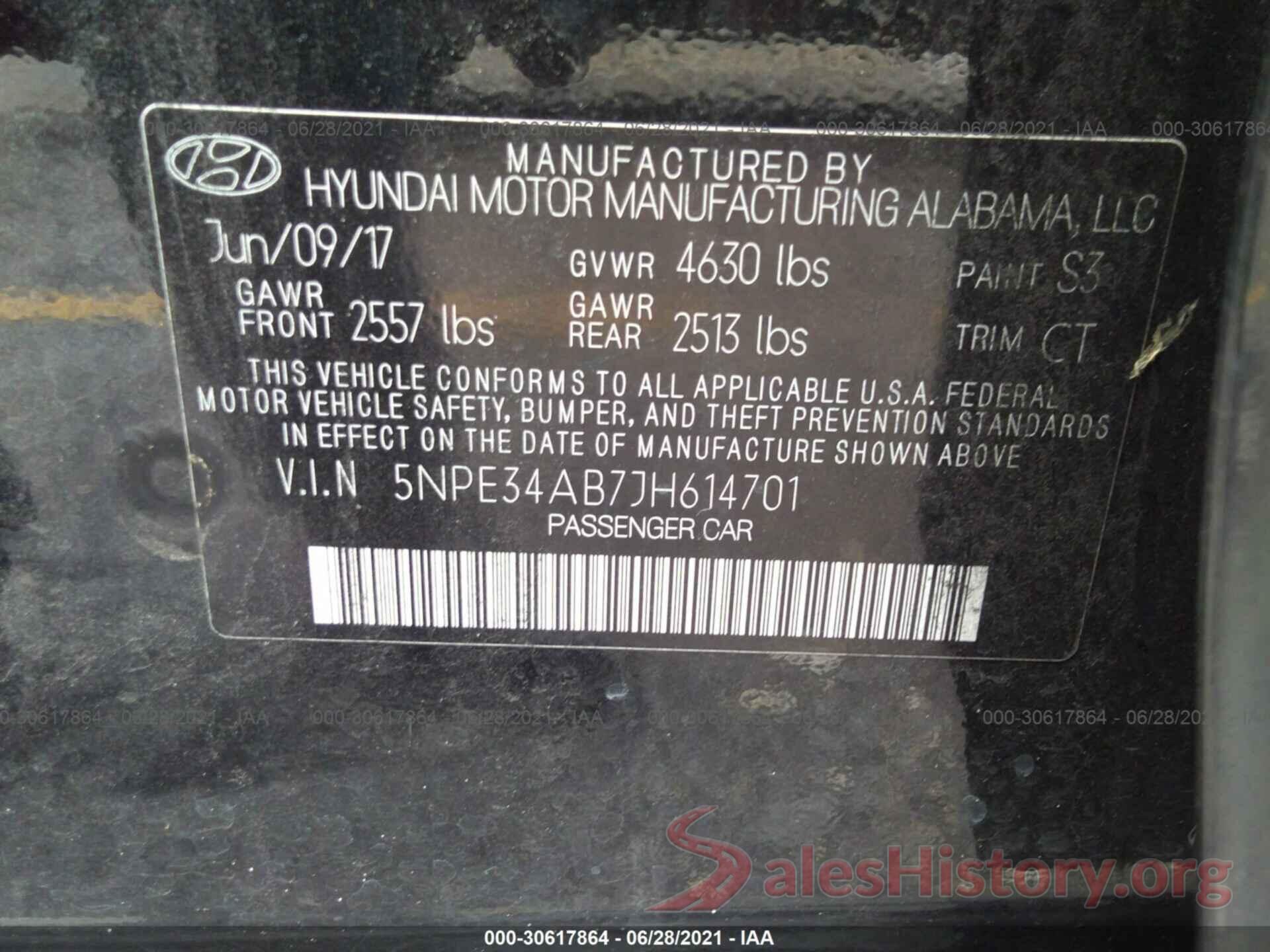 5NPE34AB7JH614701 2018 HYUNDAI SONATA