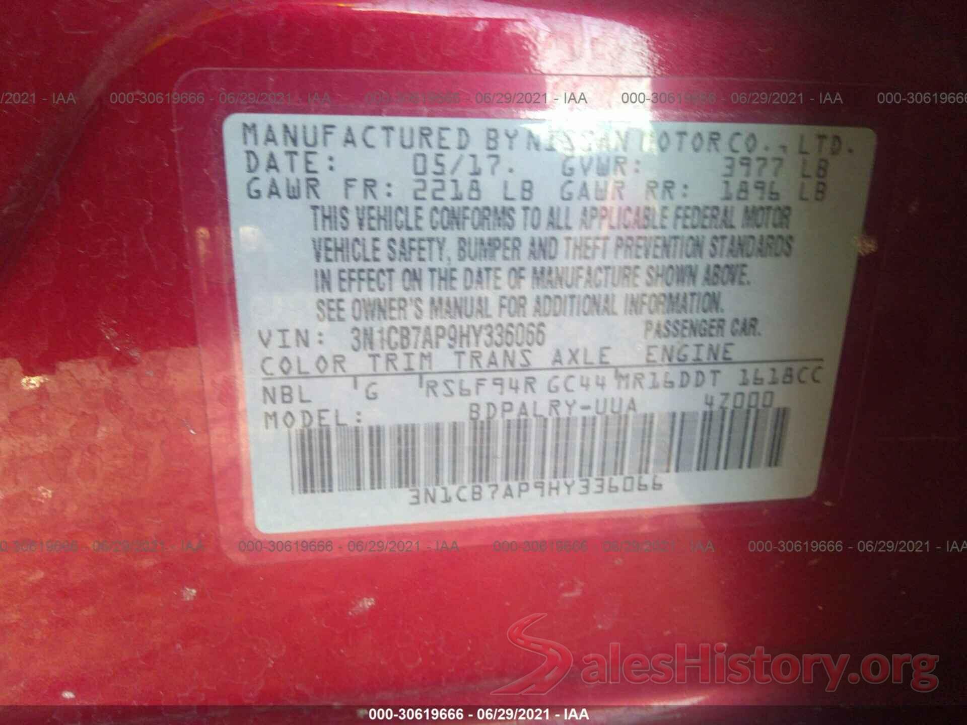 3N1CB7AP9HY336066 2017 NISSAN SENTRA