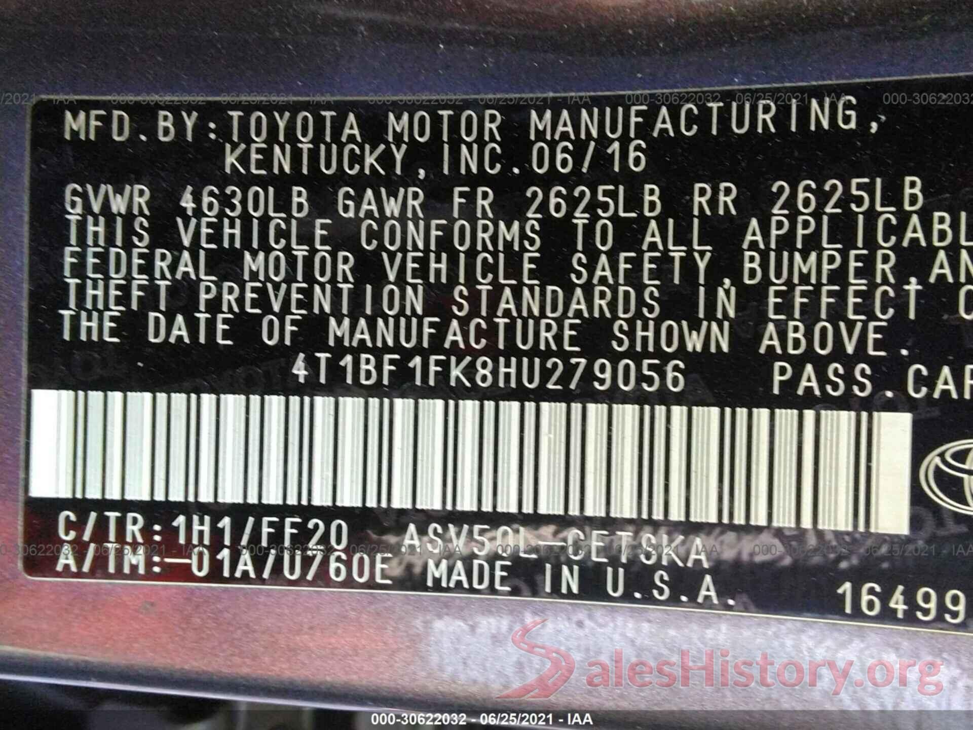 4T1BF1FK8HU279056 2017 TOYOTA CAMRY