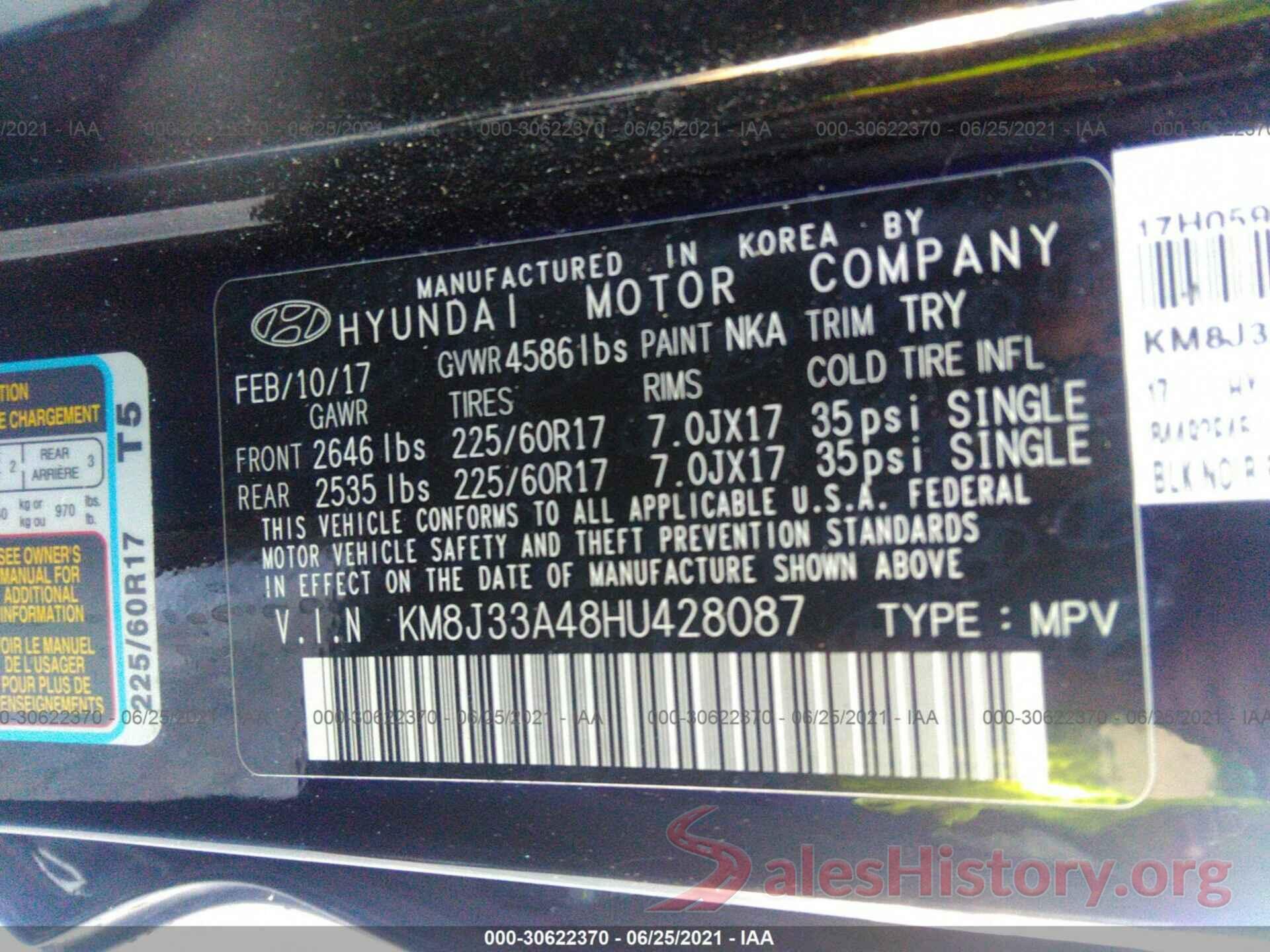 KM8J33A48HU428087 2017 HYUNDAI TUCSON