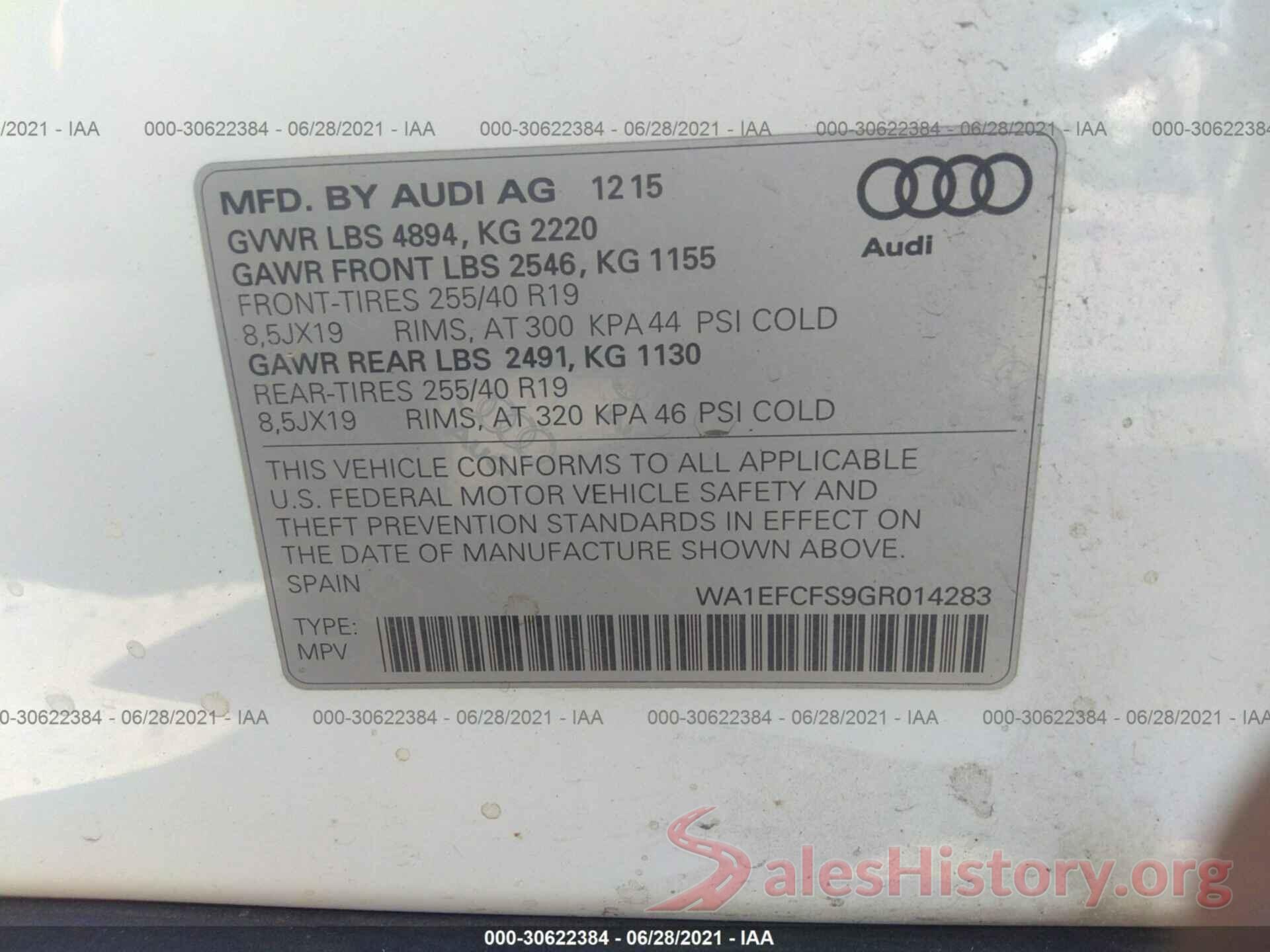 WA1EFCFS9GR014283 2016 AUDI Q3