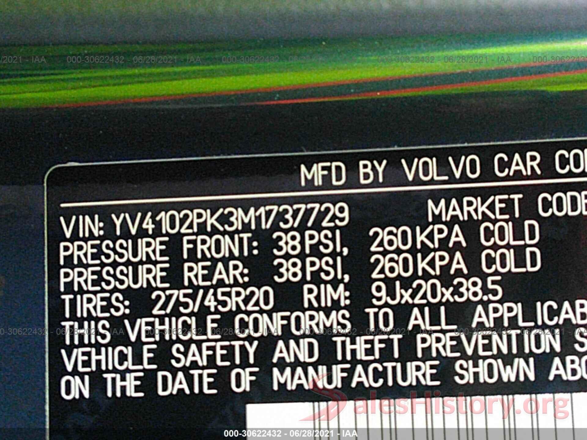 YV4102PK3M1737729 2021 VOLVO XC90