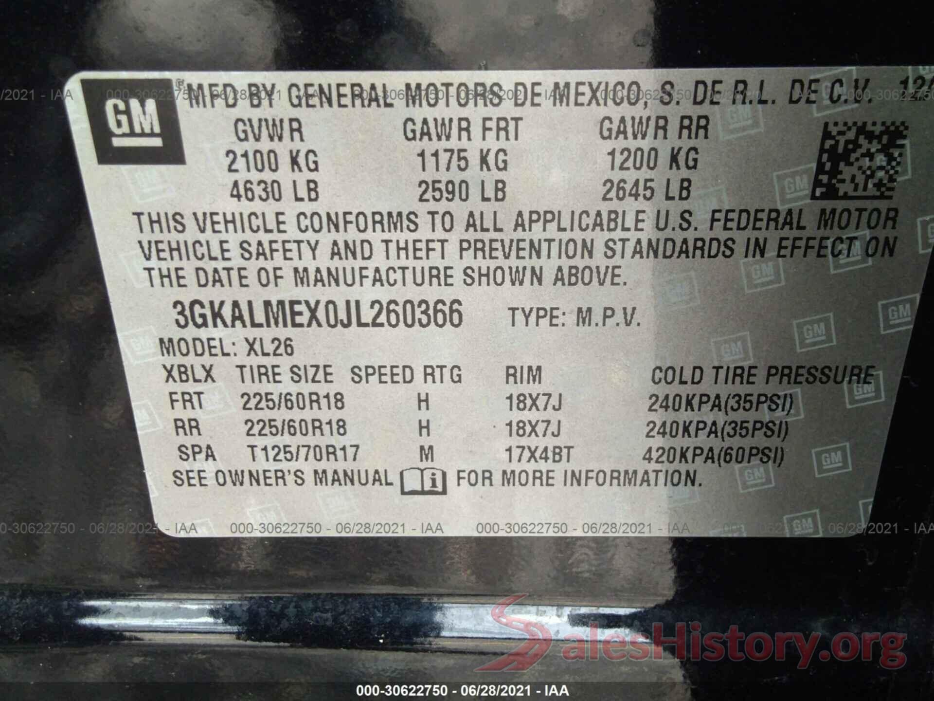 3GKALMEX0JL260366 2018 GMC TERRAIN