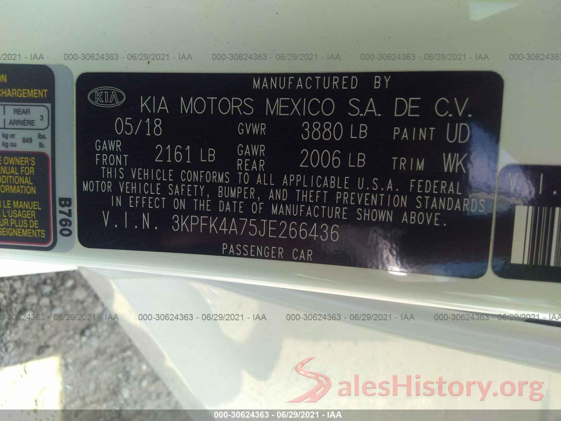 3KPFK4A75JE266436 2018 KIA FORTE