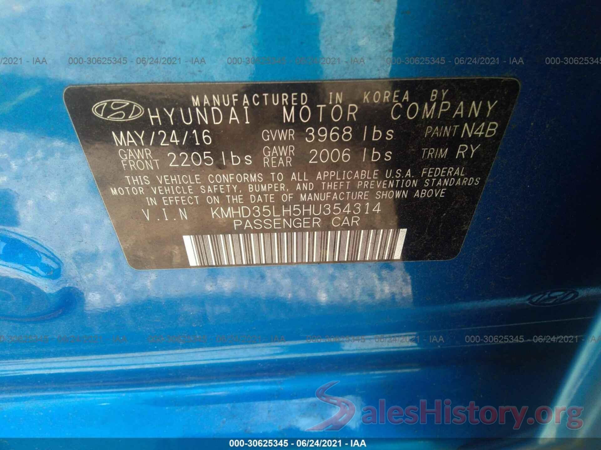 KMHD35LH5HU354314 2017 HYUNDAI ELANTRA GT