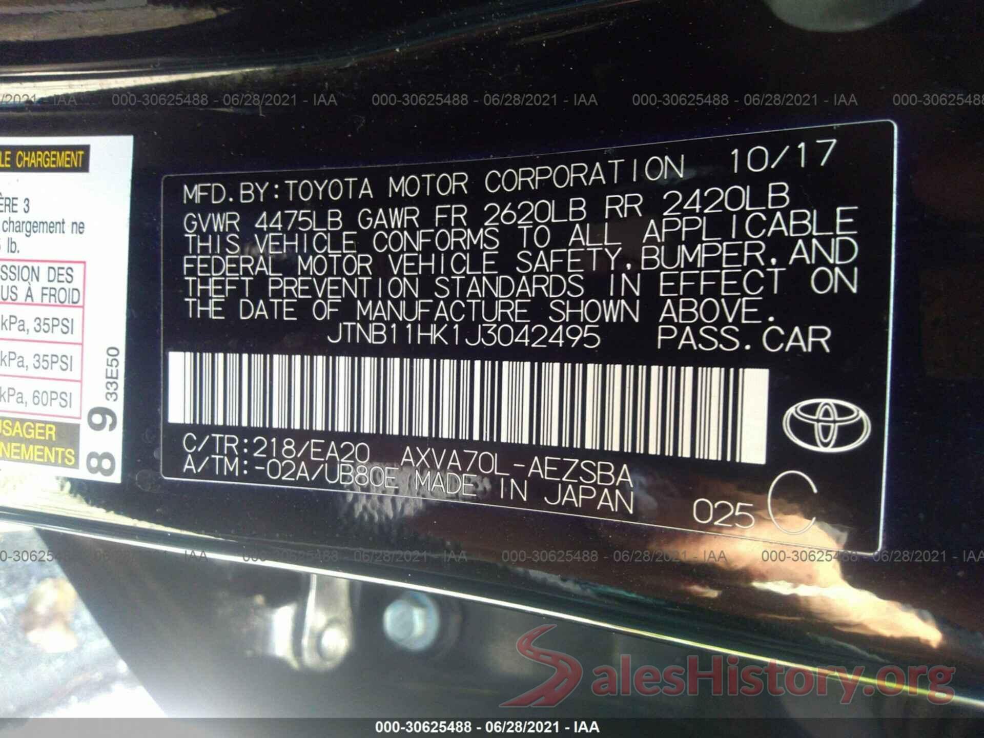 JTNB11HK1J3042495 2018 TOYOTA CAMRY