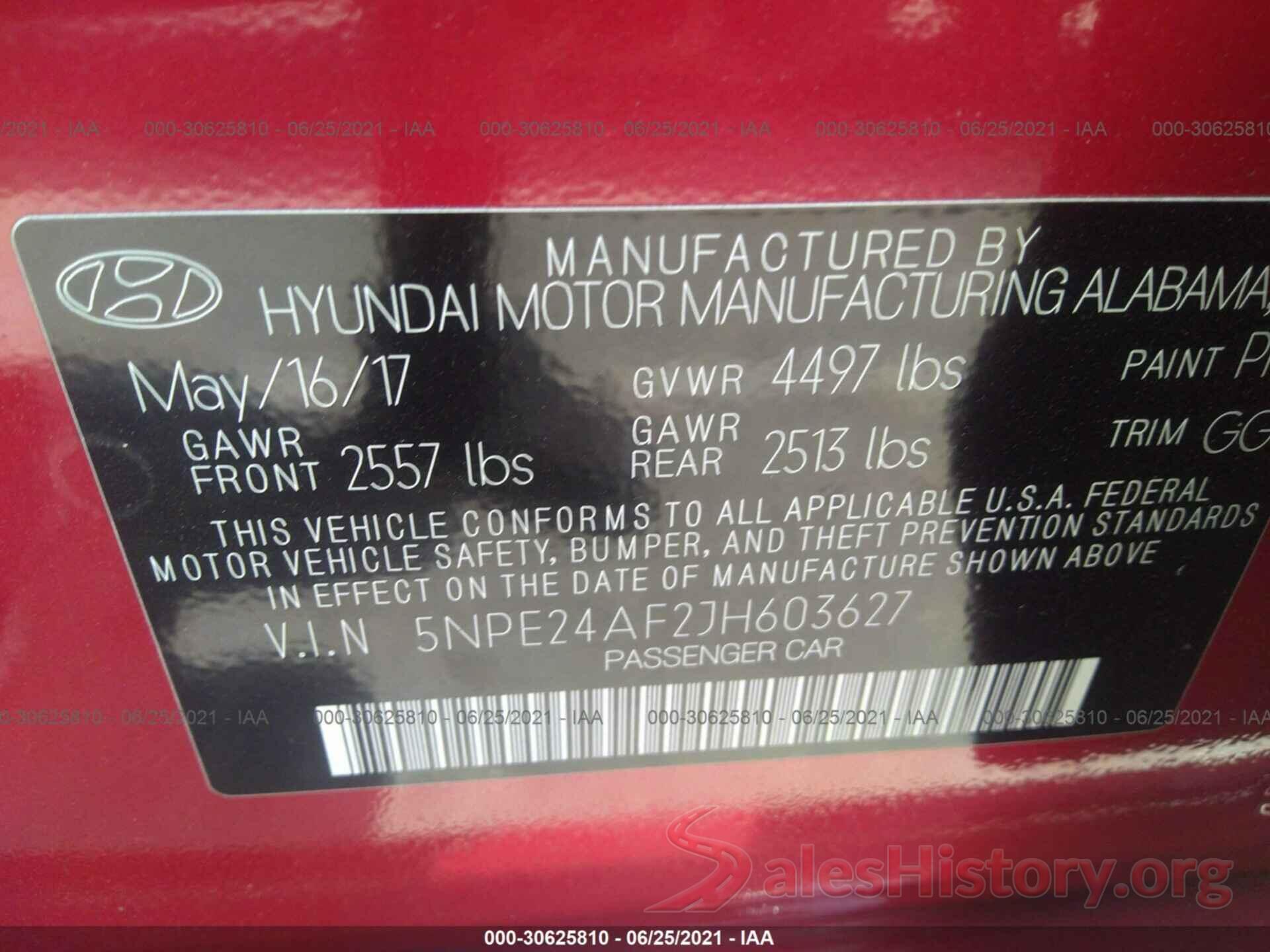 5NPE24AF2JH603627 2018 HYUNDAI SONATA