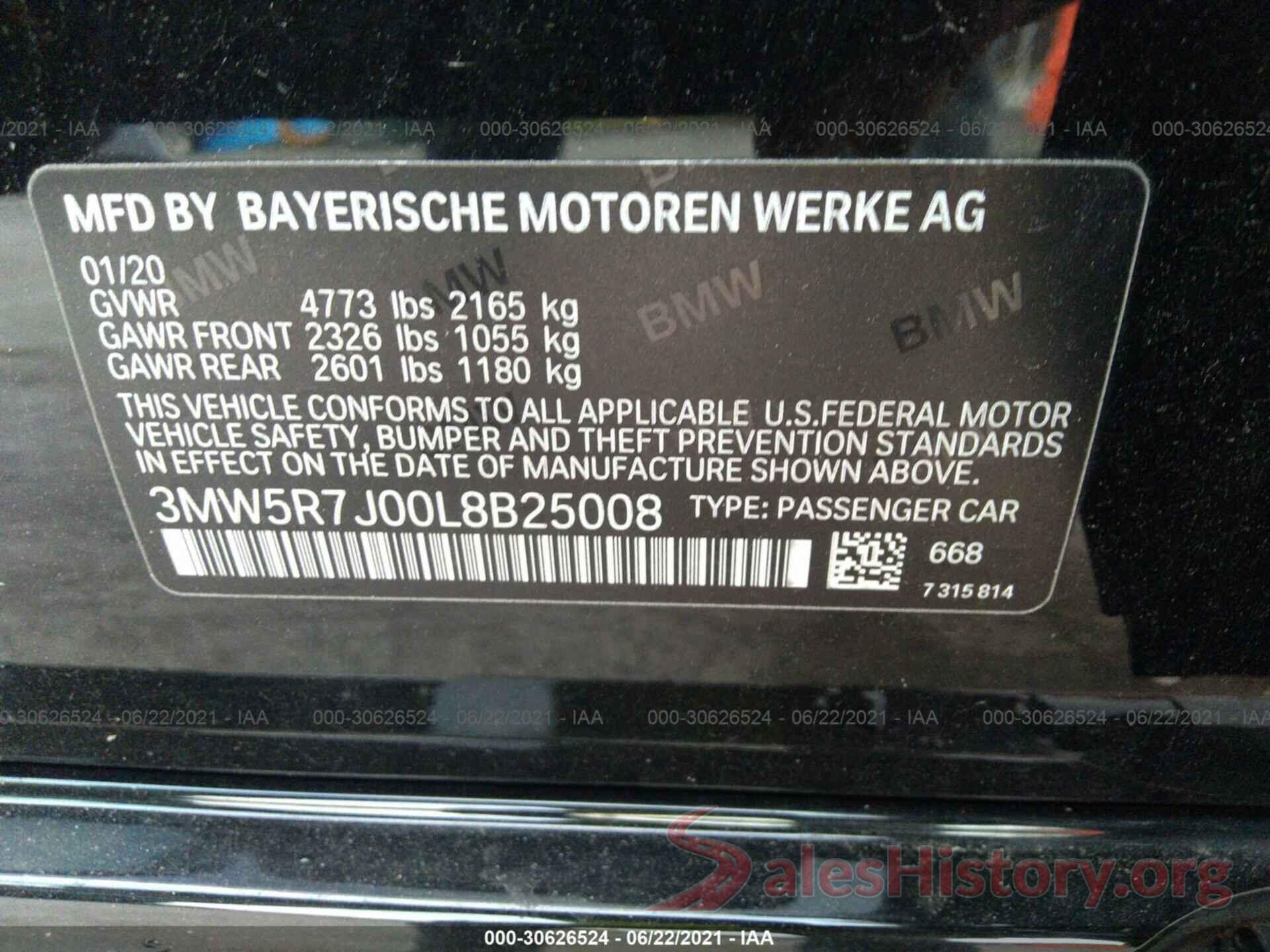 3MW5R7J00L8B25008 2020 BMW 3 SERIES