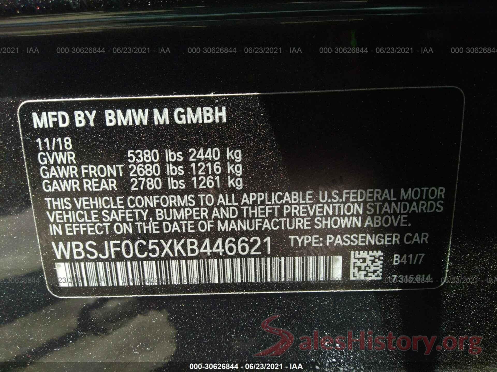 WBSJF0C5XKB446621 2019 BMW M5