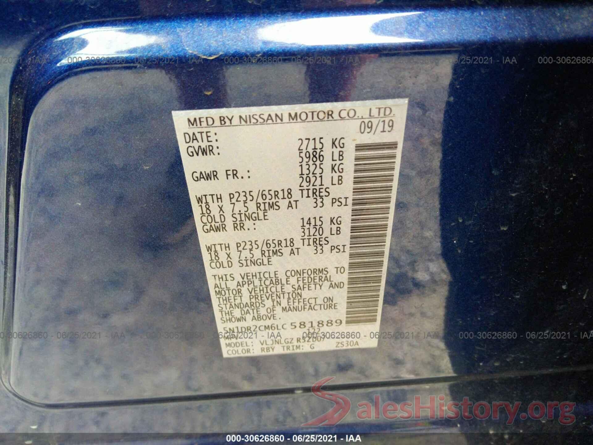 5N1DR2CM6LC581889 2020 NISSAN PATHFINDER