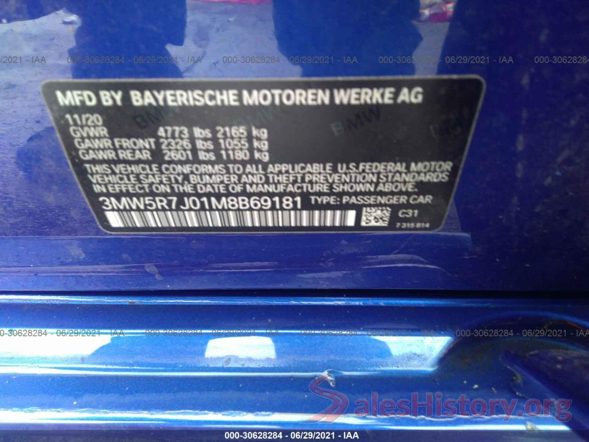 3MW5R7J01M8B69181 2021 BMW 3 SERIES