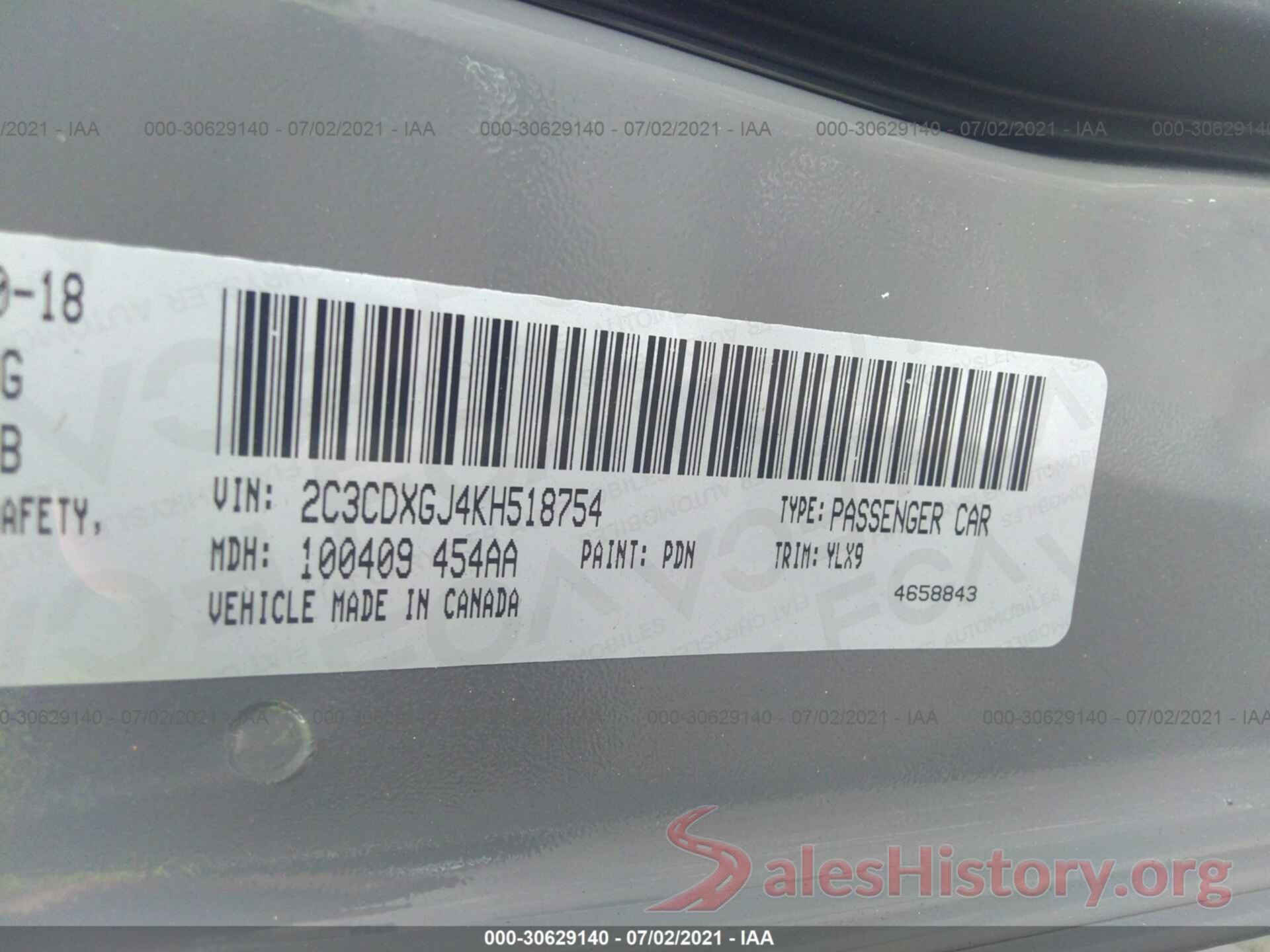 2C3CDXGJ4KH518754 2019 DODGE CHARGER