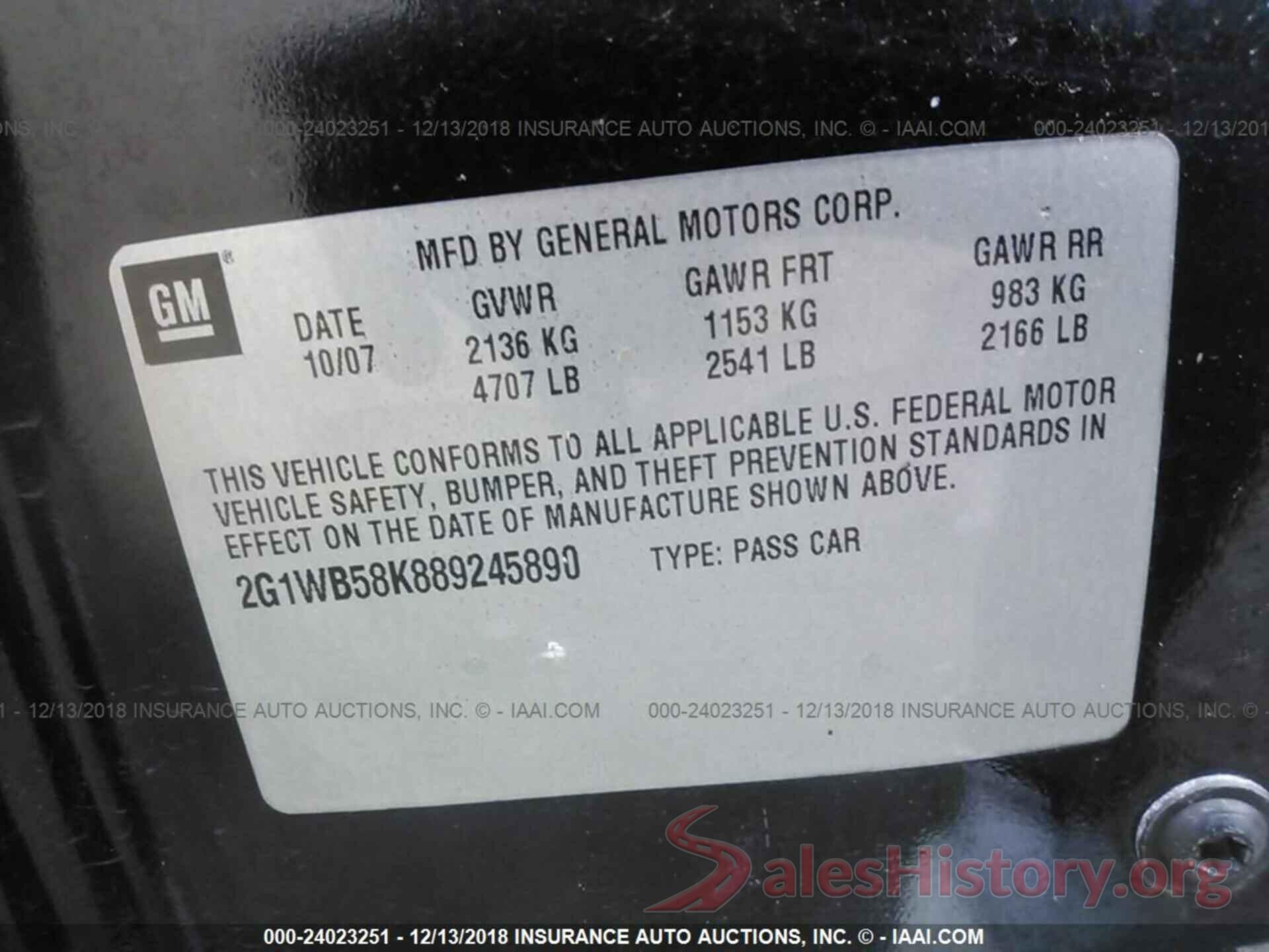 4T1BF1FK8HU306224 2008 CHEVROLET IMPALA