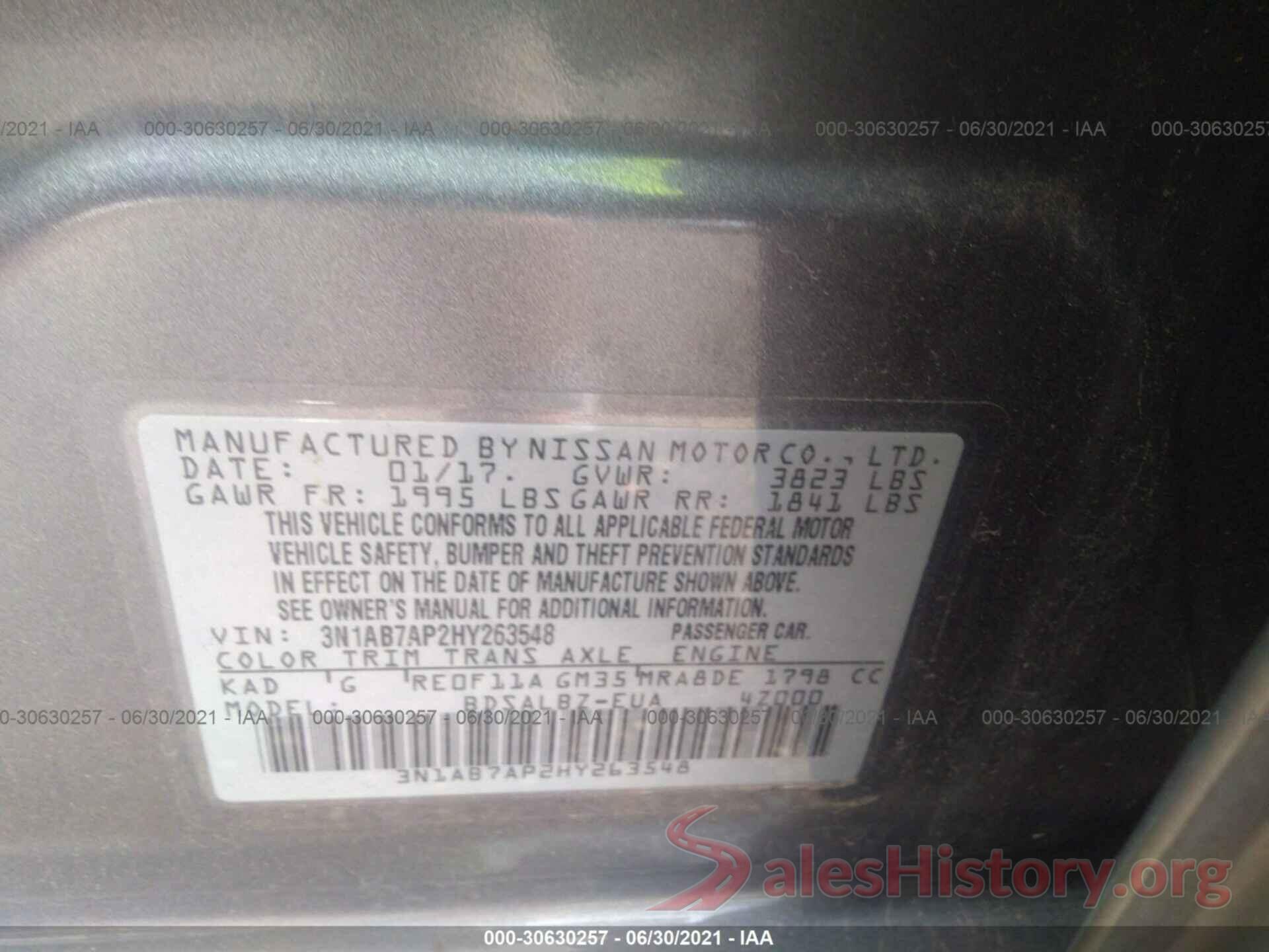 3N1AB7AP2HY263548 2017 NISSAN SENTRA