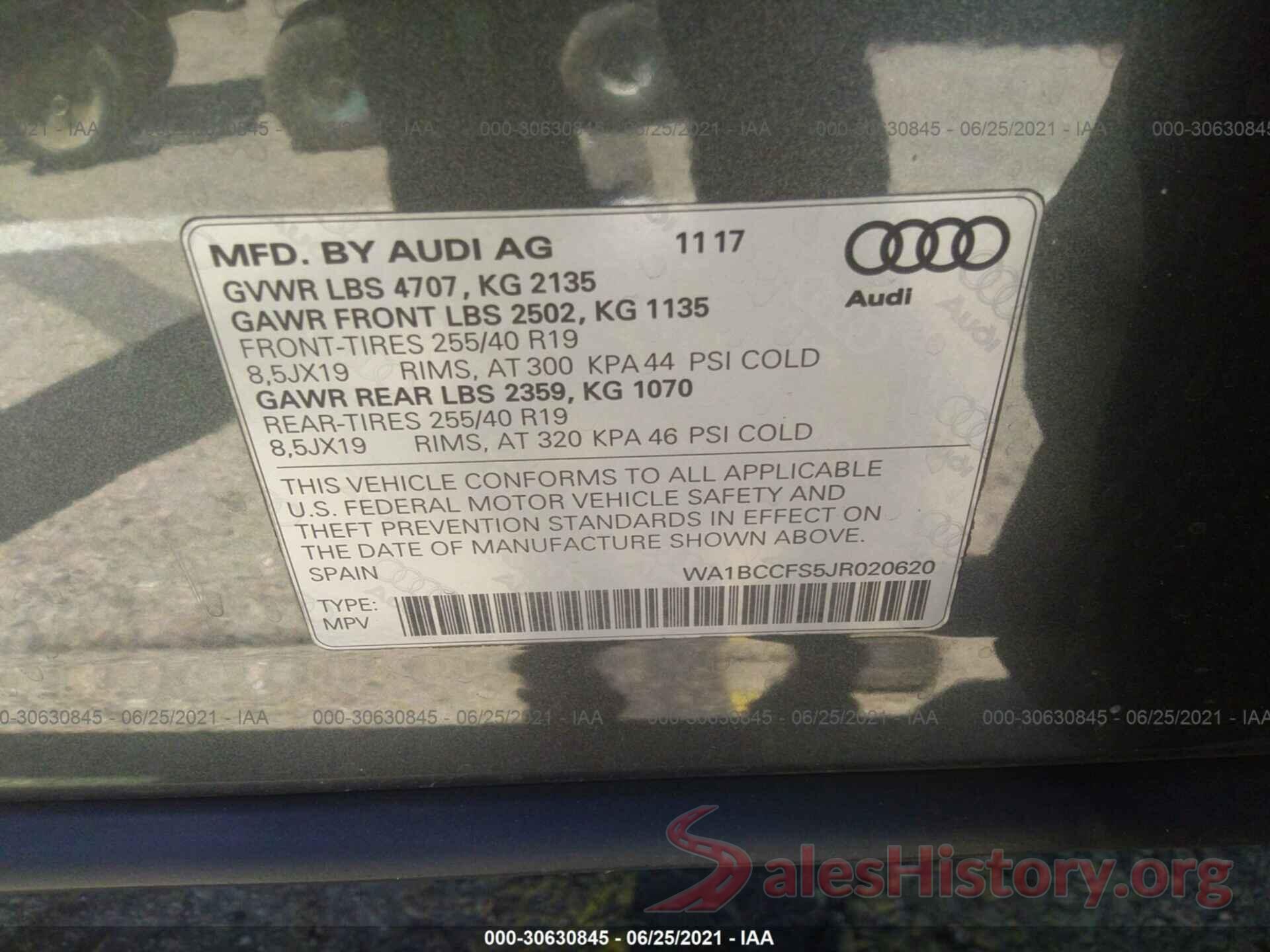 WA1BCCFS5JR020620 2018 AUDI Q3