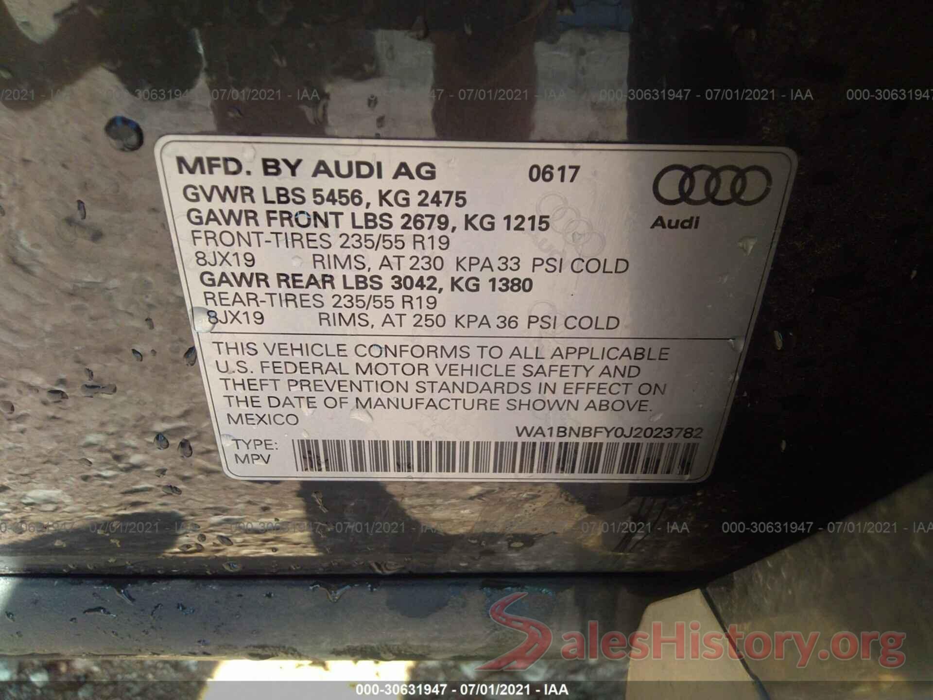 WA1BNBFY0J2023782 2018 AUDI Q5