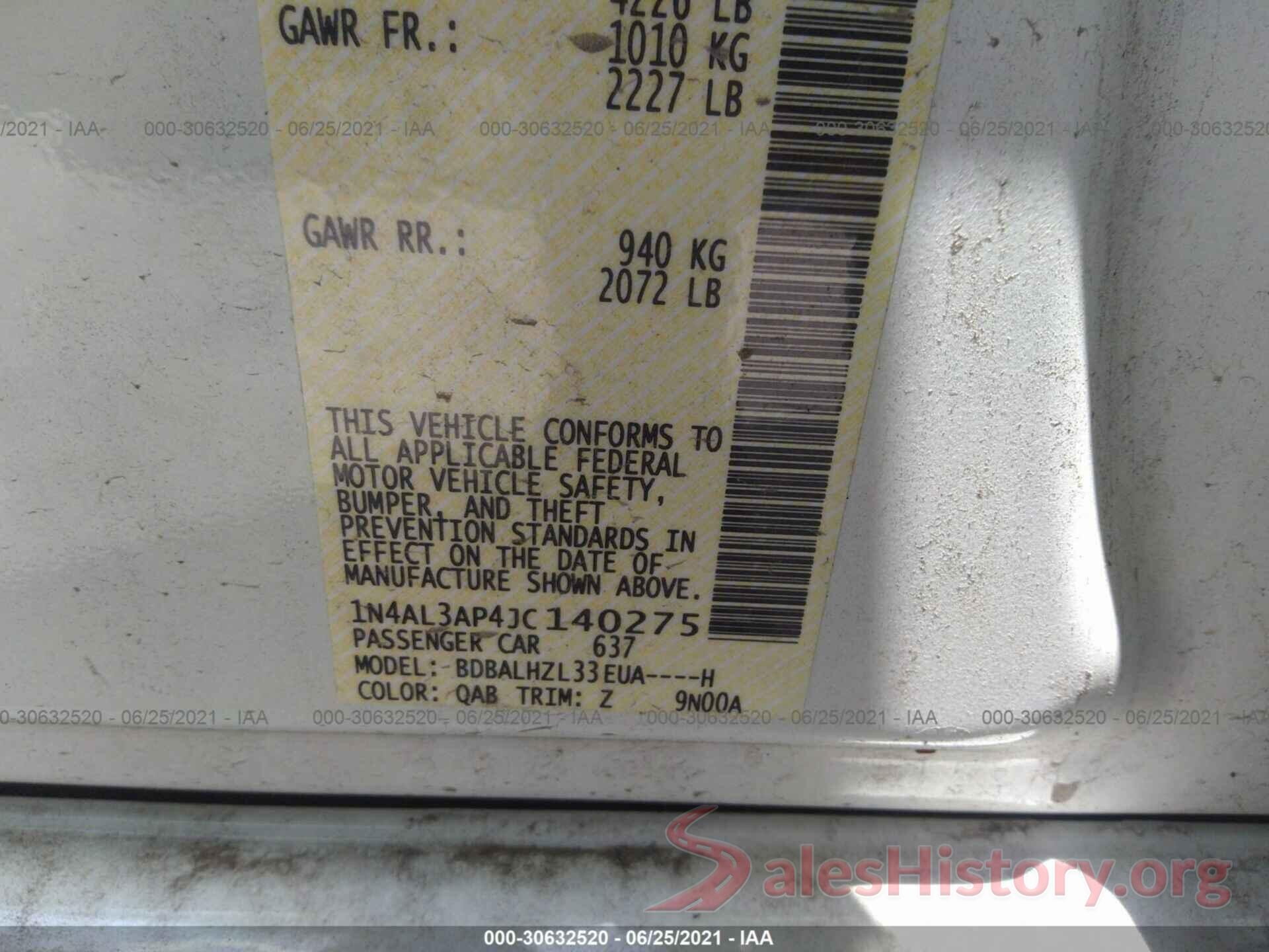 1N4AL3AP4JC140275 2018 NISSAN ALTIMA