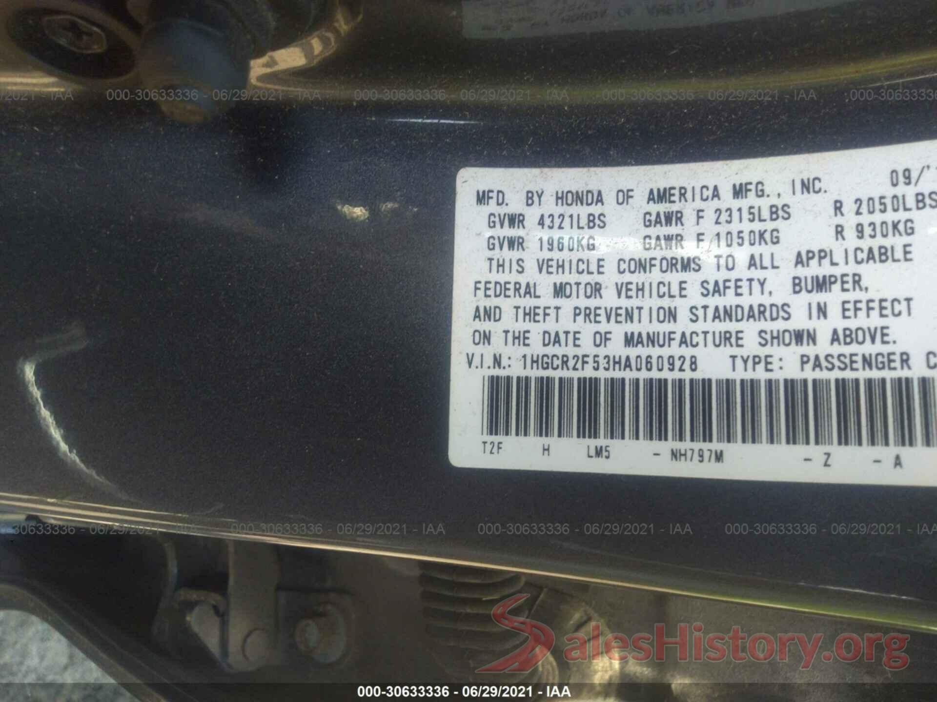 1HGCR2F53HA060928 2017 HONDA ACCORD SEDAN