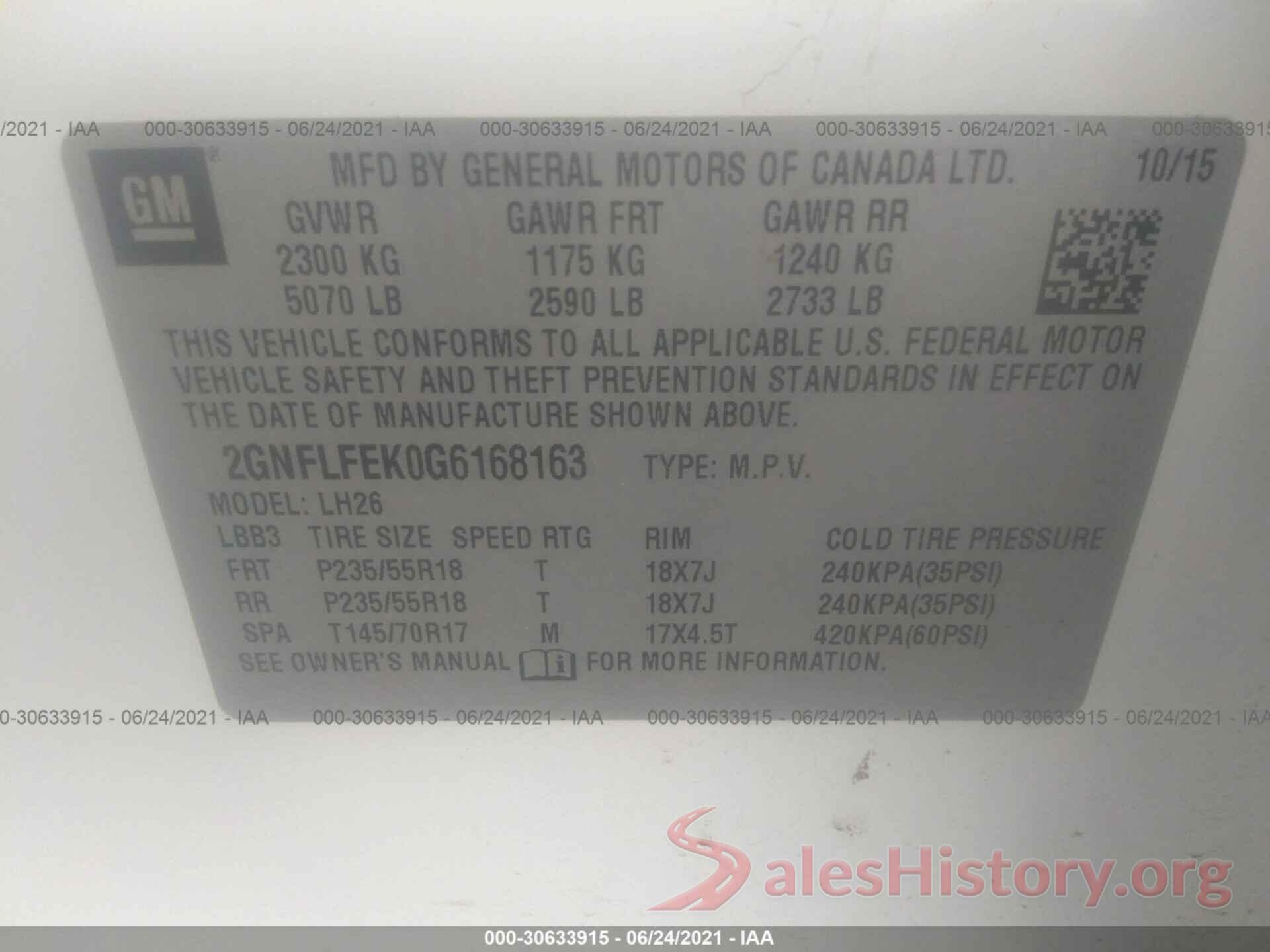 2GNFLFEK0G6168163 2016 CHEVROLET EQUINOX