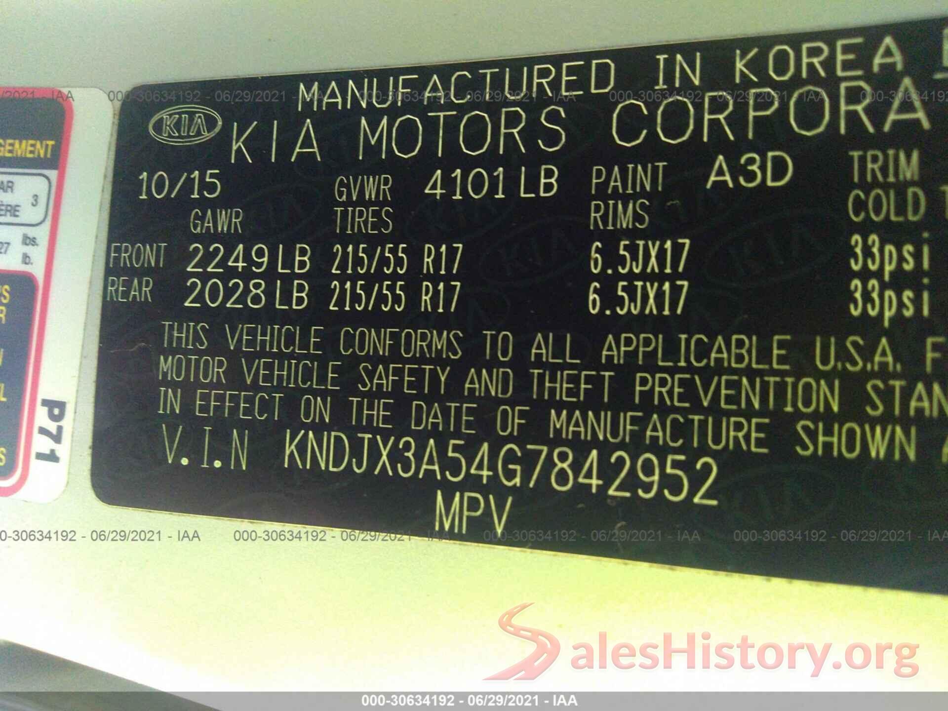 KNDJX3A54G7842952 2016 KIA SOUL