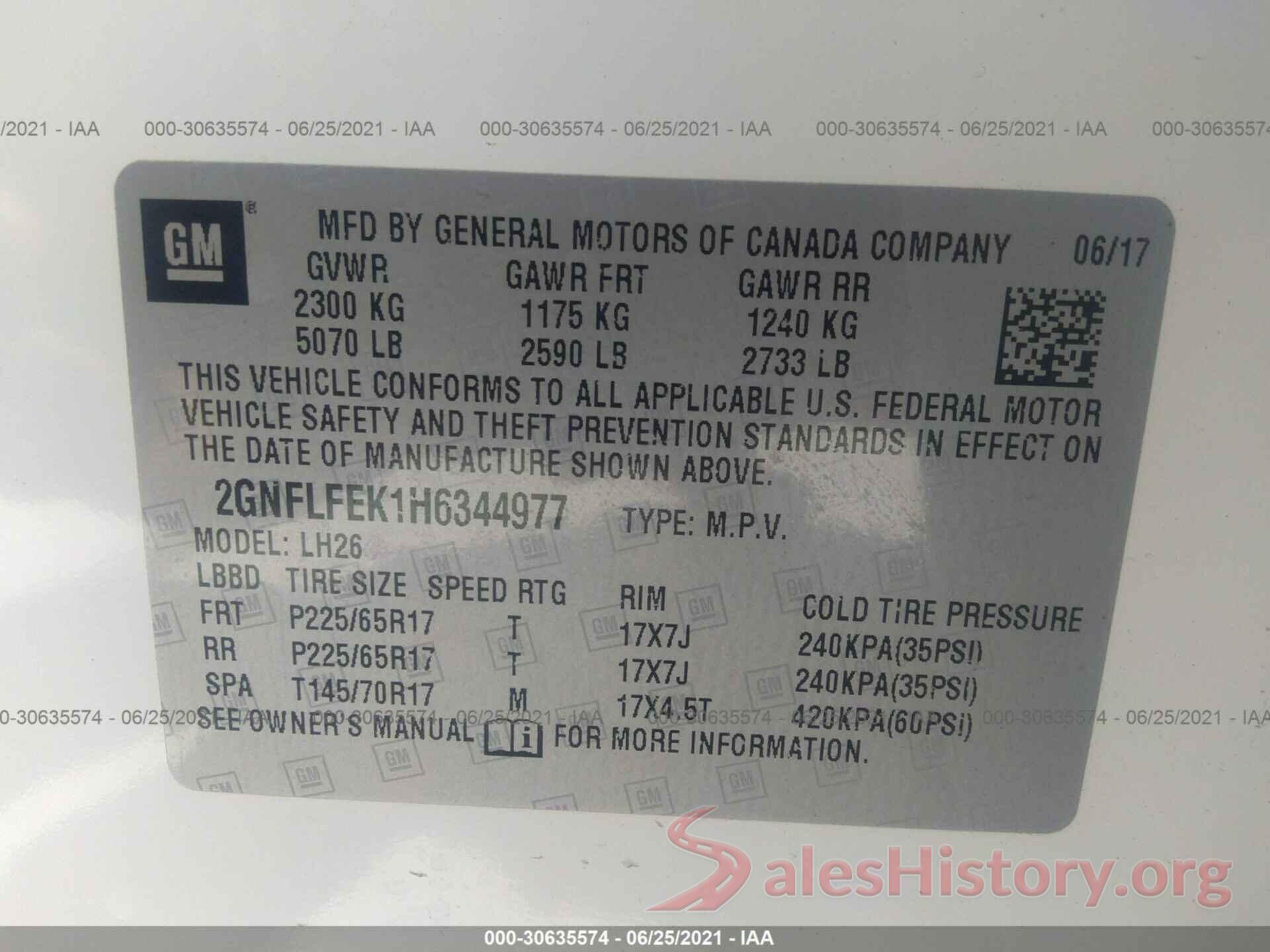 2GNFLFEK1H6344977 2017 CHEVROLET EQUINOX