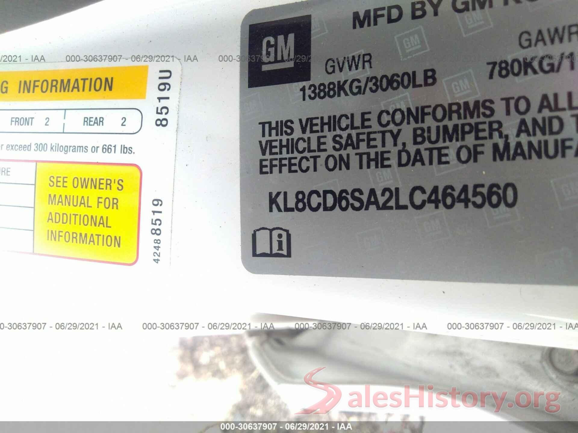 KL8CD6SA2LC464560 2020 CHEVROLET SPARK