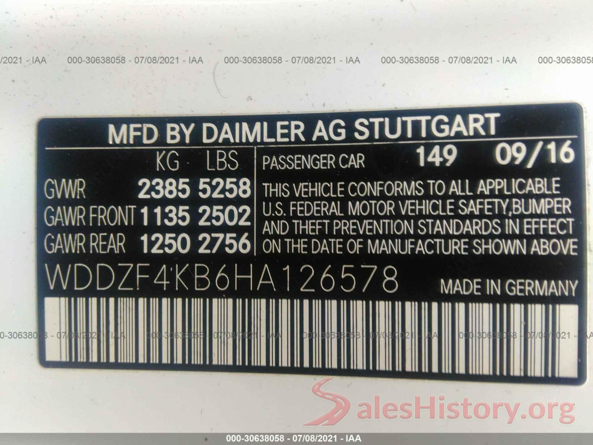 WDDZF4KB6HA126578 2017 MERCEDES-BENZ E-CLASS