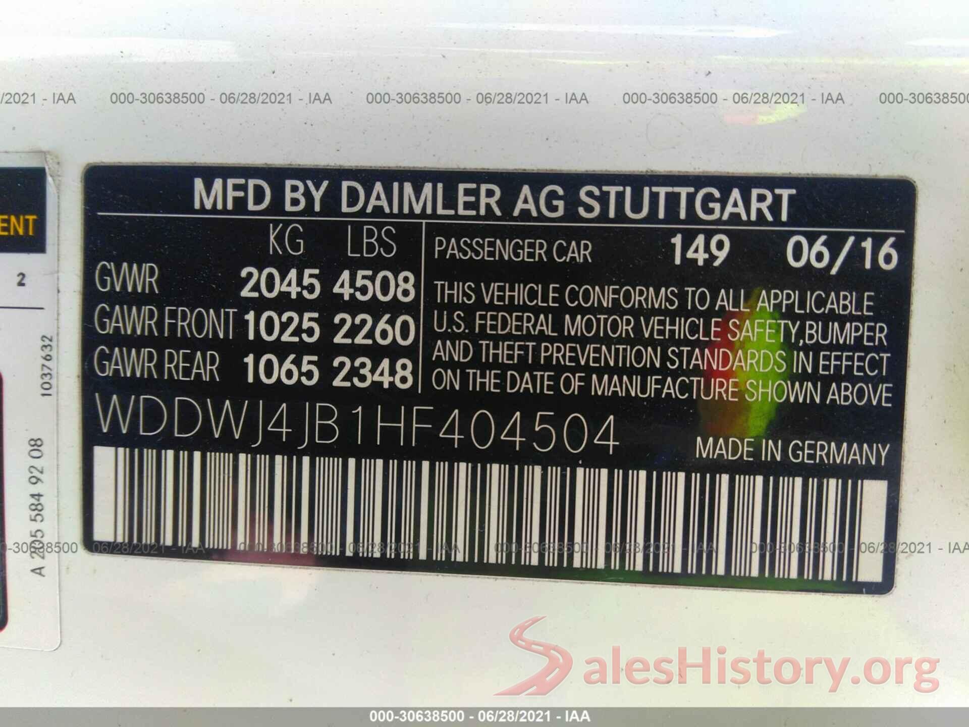 WDDWJ4JB1HF404504 2017 MERCEDES-BENZ C-CLASS