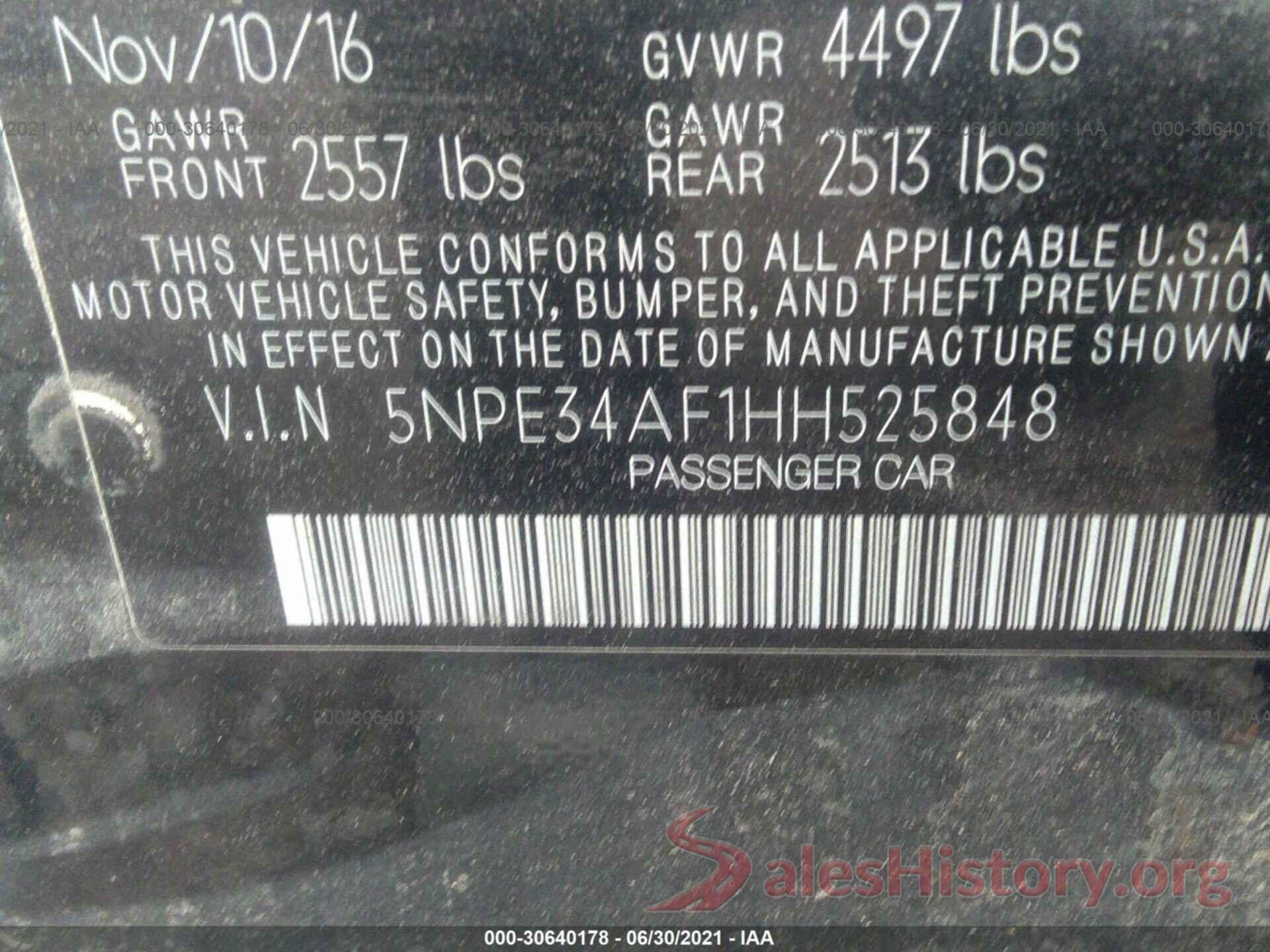 5NPE34AF1HH525848 2017 HYUNDAI SONATA