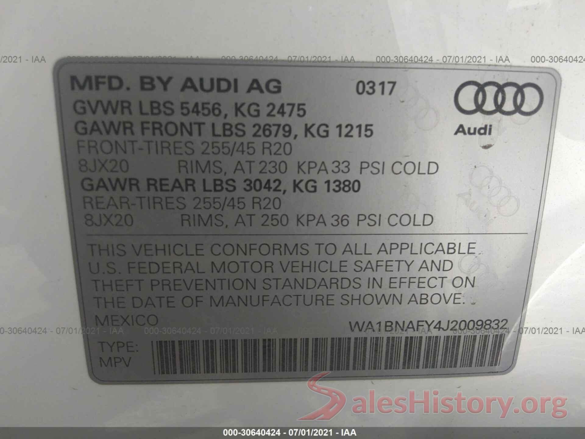 WA1BNAFY4J2009832 2018 AUDI Q5