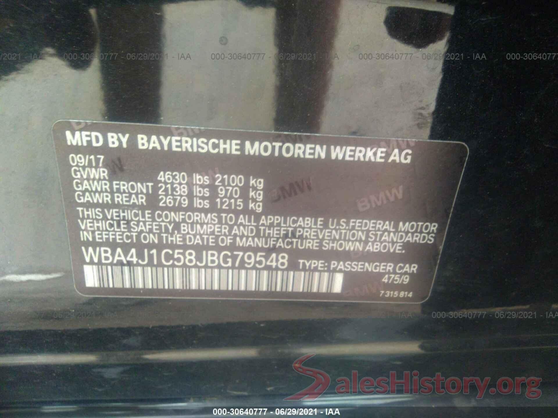 WBA4J1C58JBG79548 2018 BMW 4 SERIES