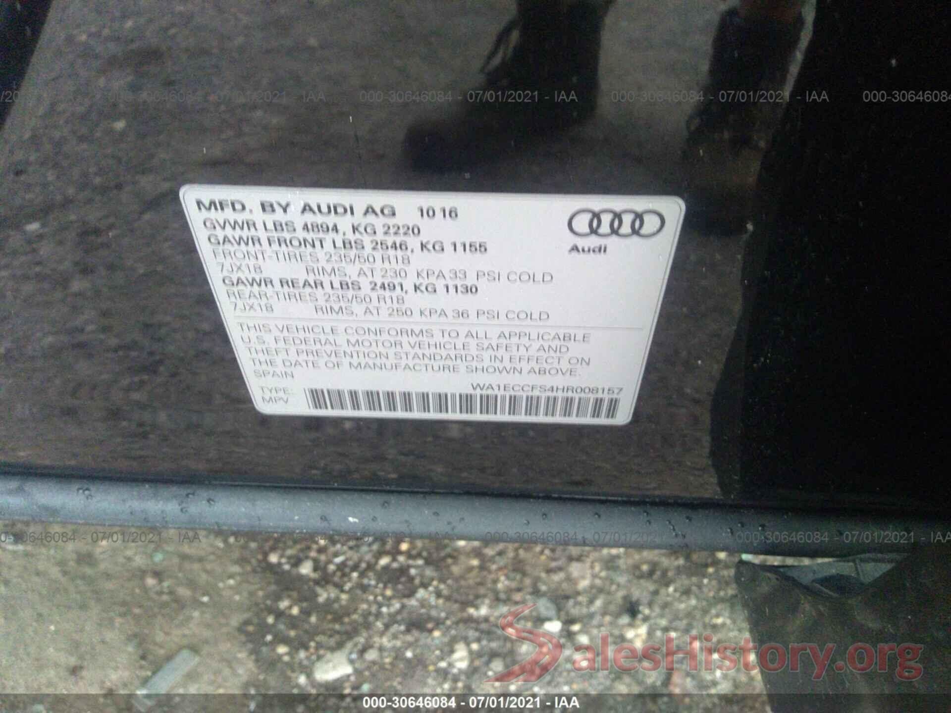 WA1ECCFS4HR008157 2017 AUDI Q3