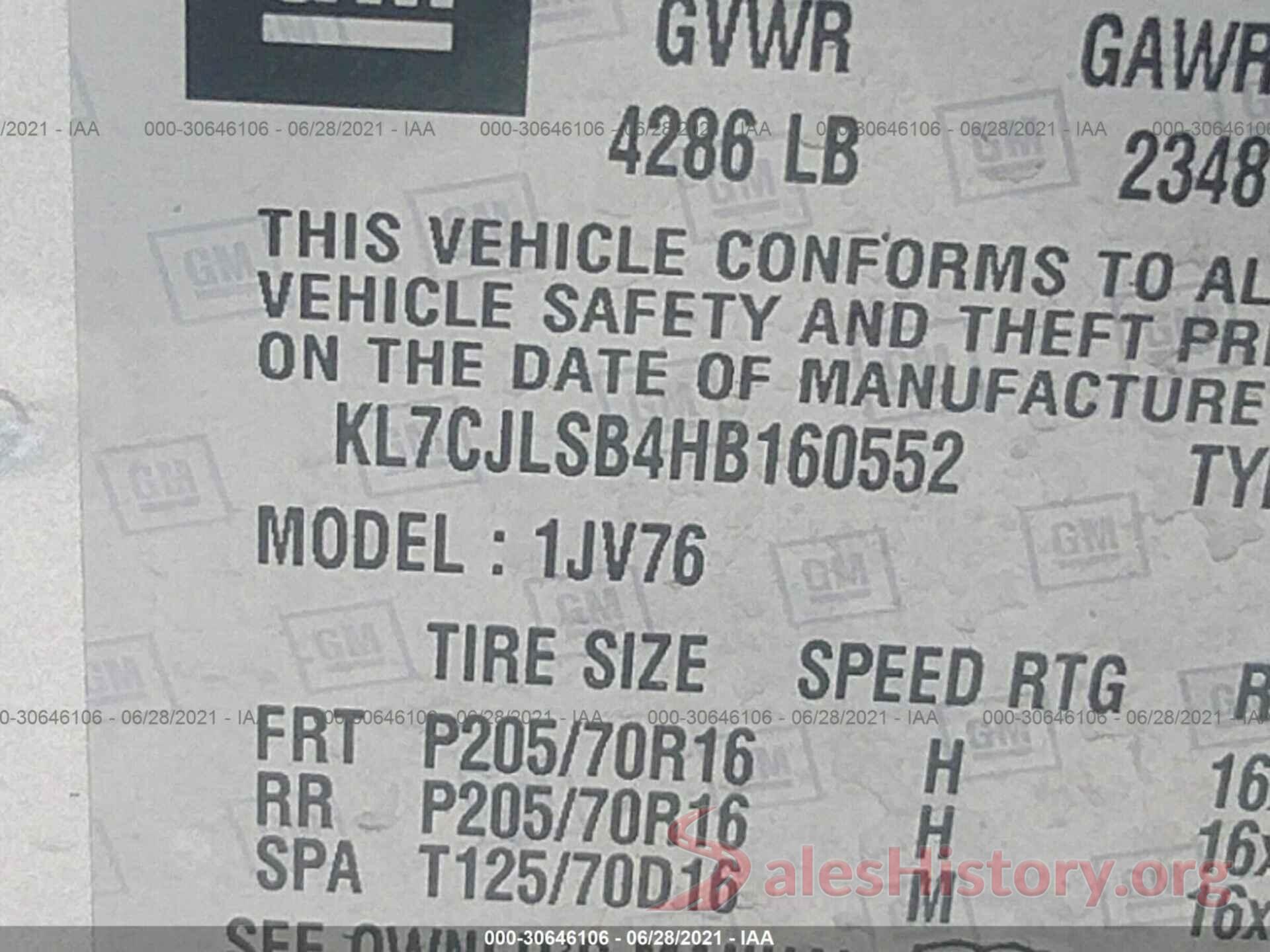 KL7CJLSB4HB160552 2017 CHEVROLET TRAX