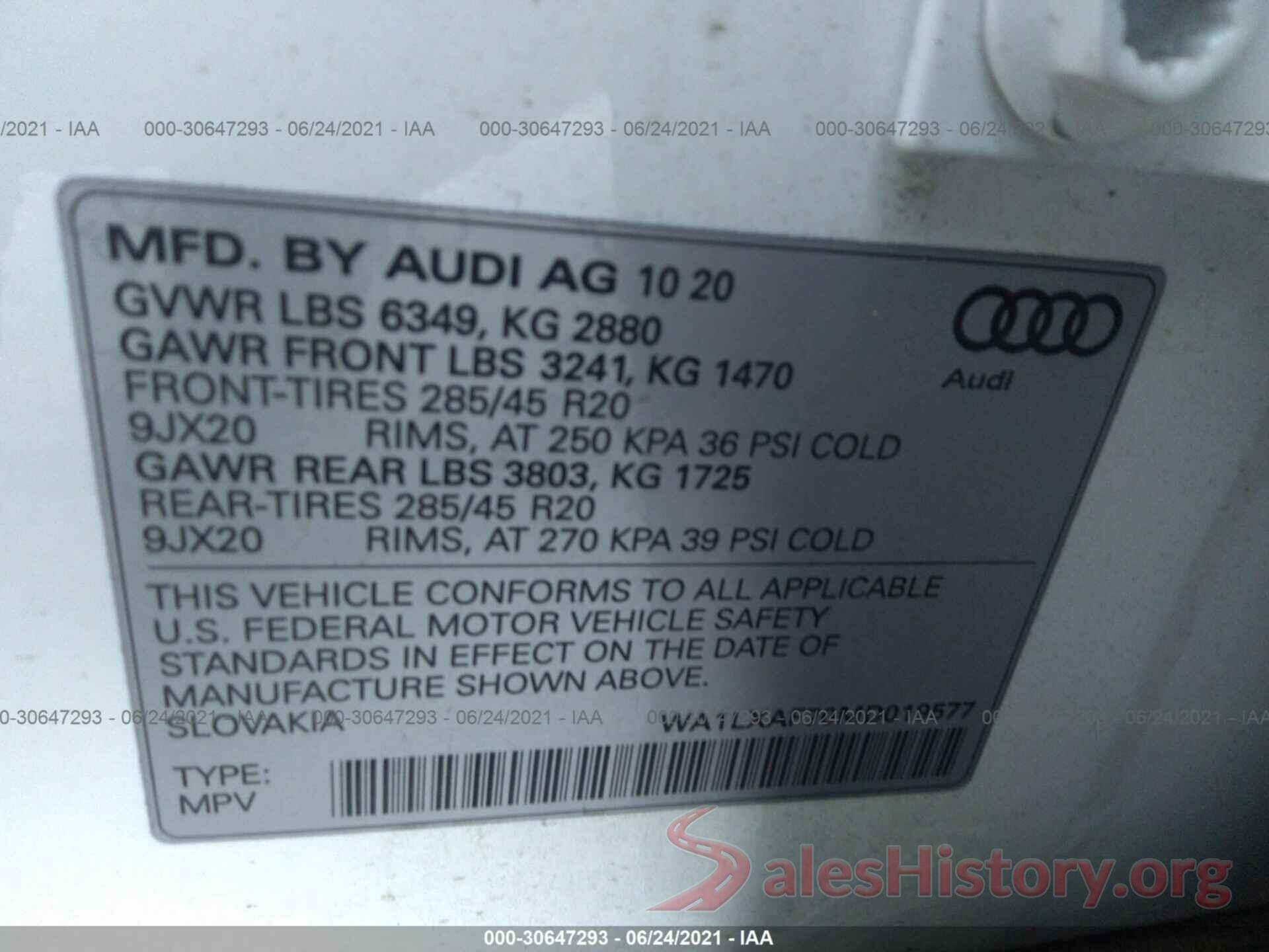 WA1LXAF70MD019577 2021 AUDI Q7