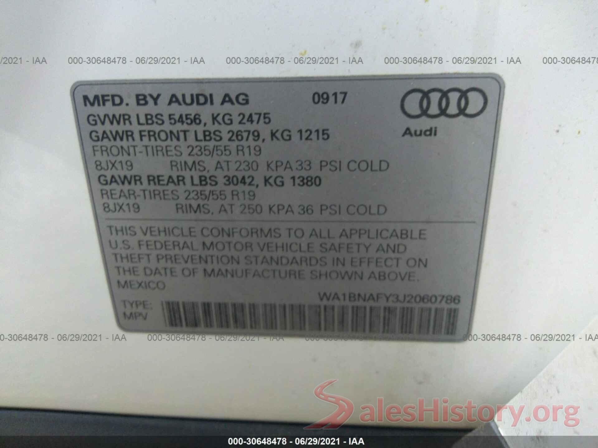 WA1BNAFY3J2060786 2018 AUDI Q5