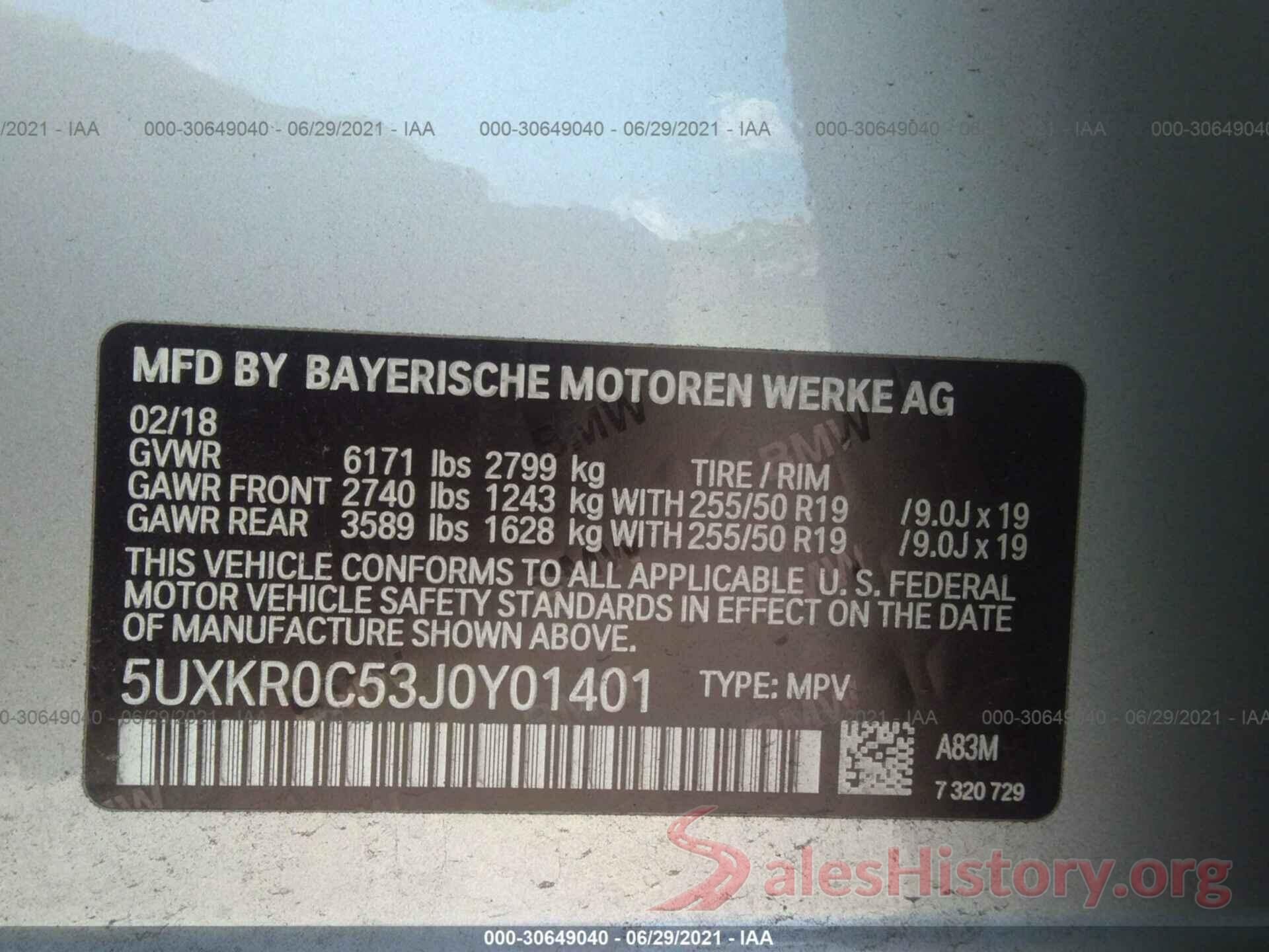 5UXKR0C53J0Y01401 2018 BMW X5