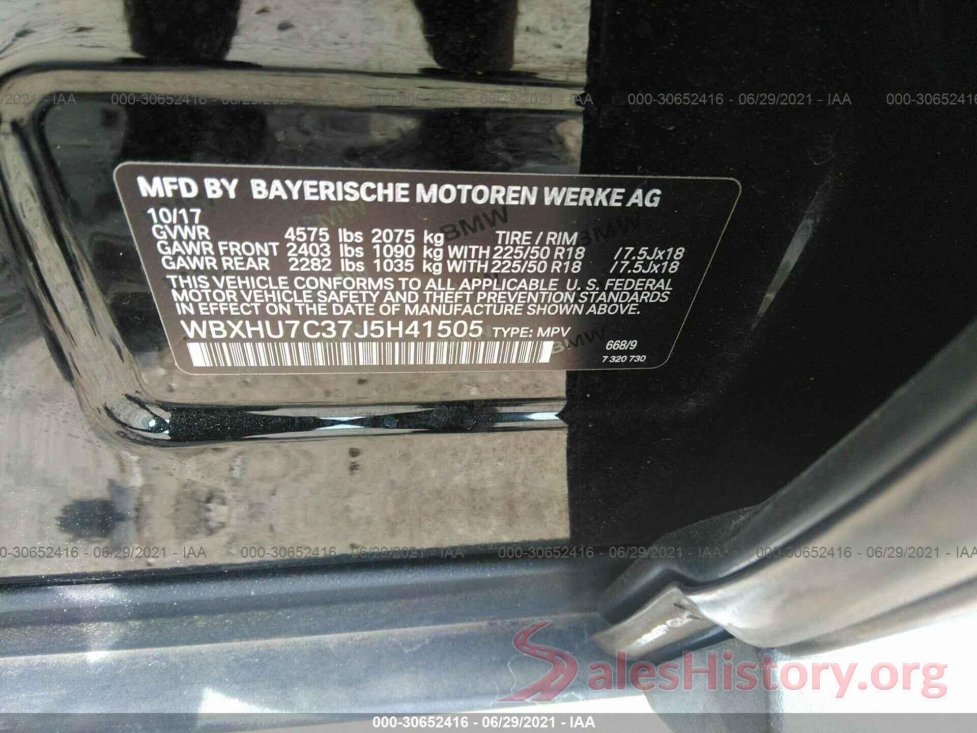 WBXHU7C37J5H41505 2018 BMW X1