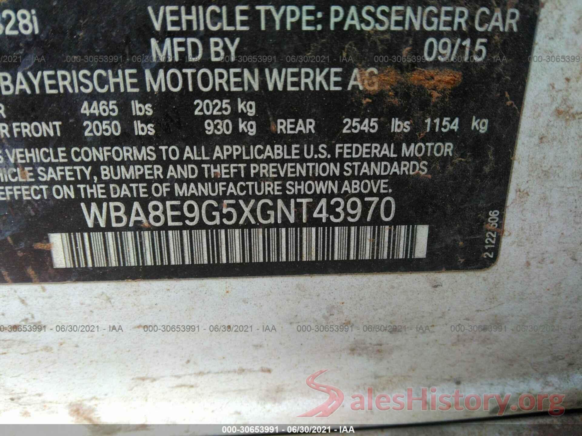 WBA8E9G5XGNT43970 2016 BMW 3 SERIES