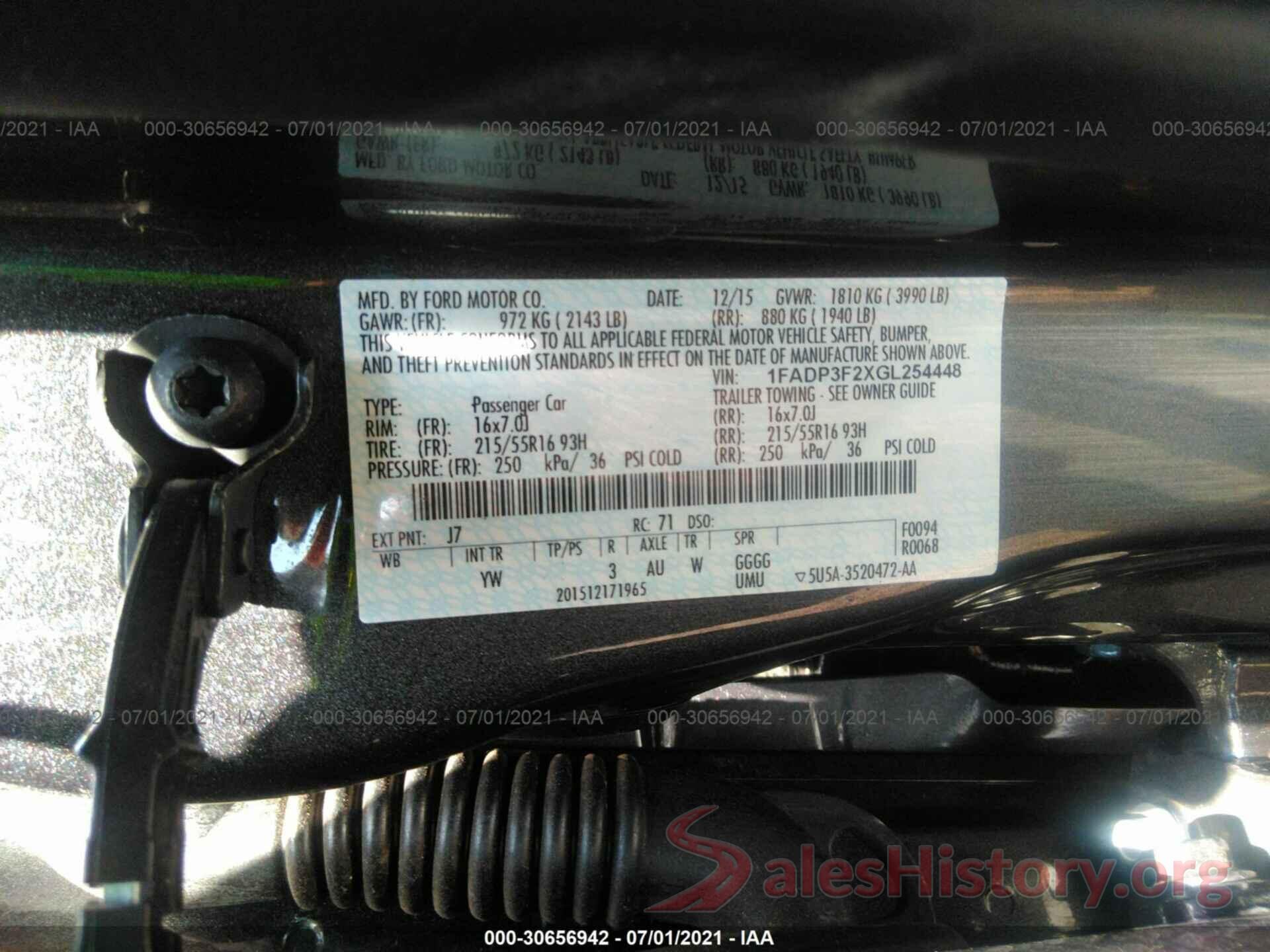 1FADP3F2XGL254448 2016 FORD FOCUS