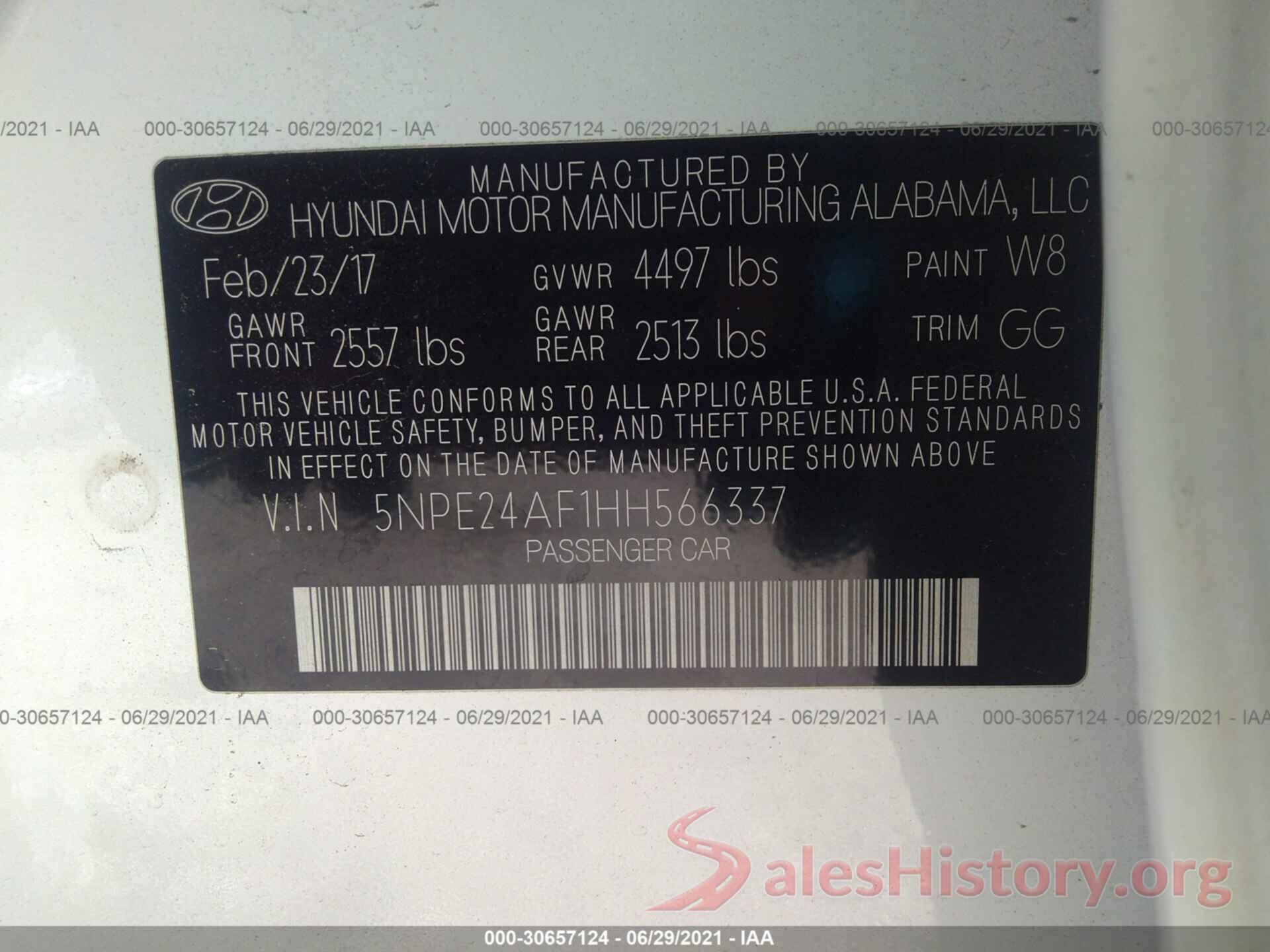 5NPE24AF1HH566337 2017 HYUNDAI SONATA