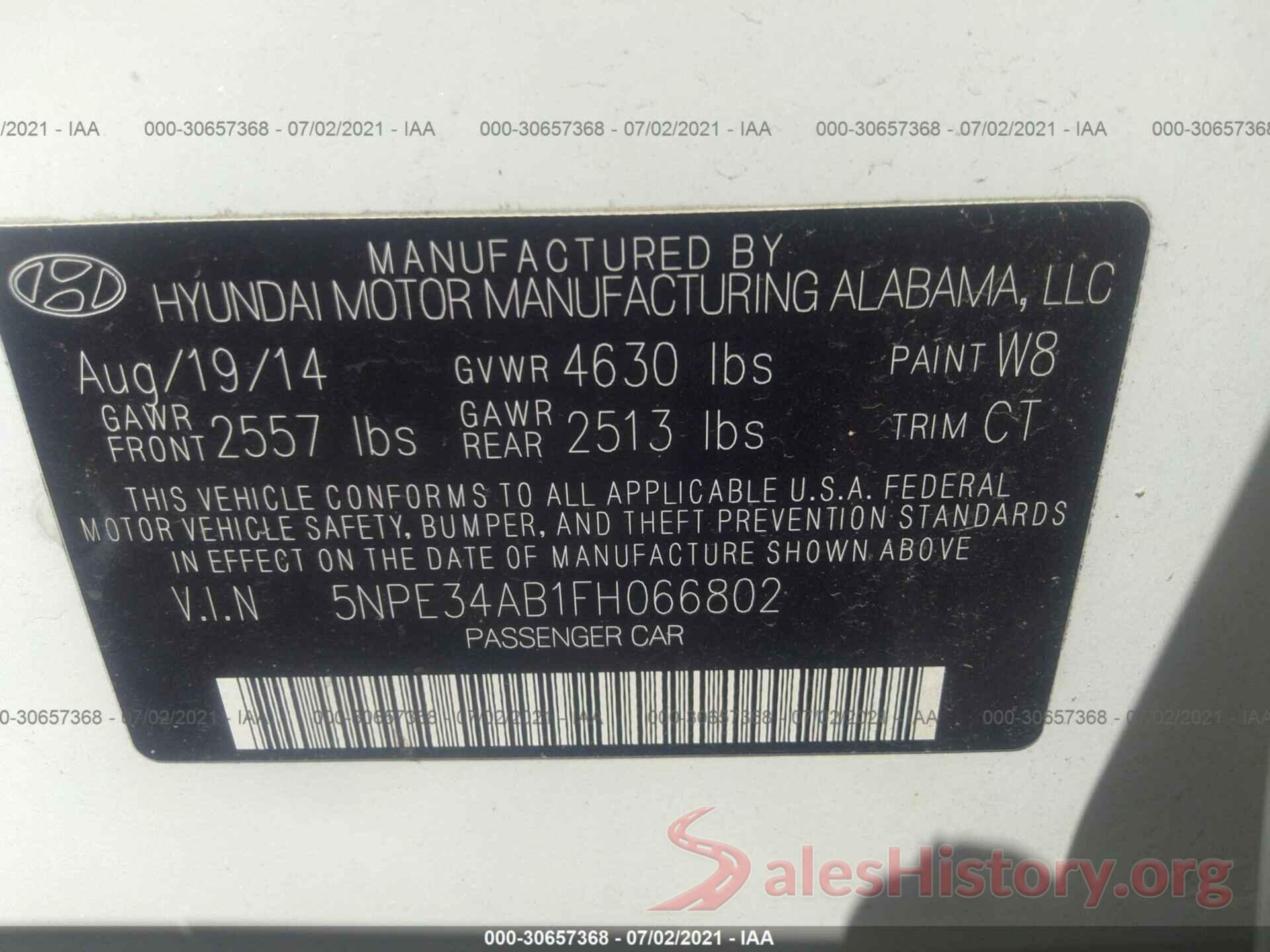 5NPE34AB1FH066802 2015 HYUNDAI SONATA