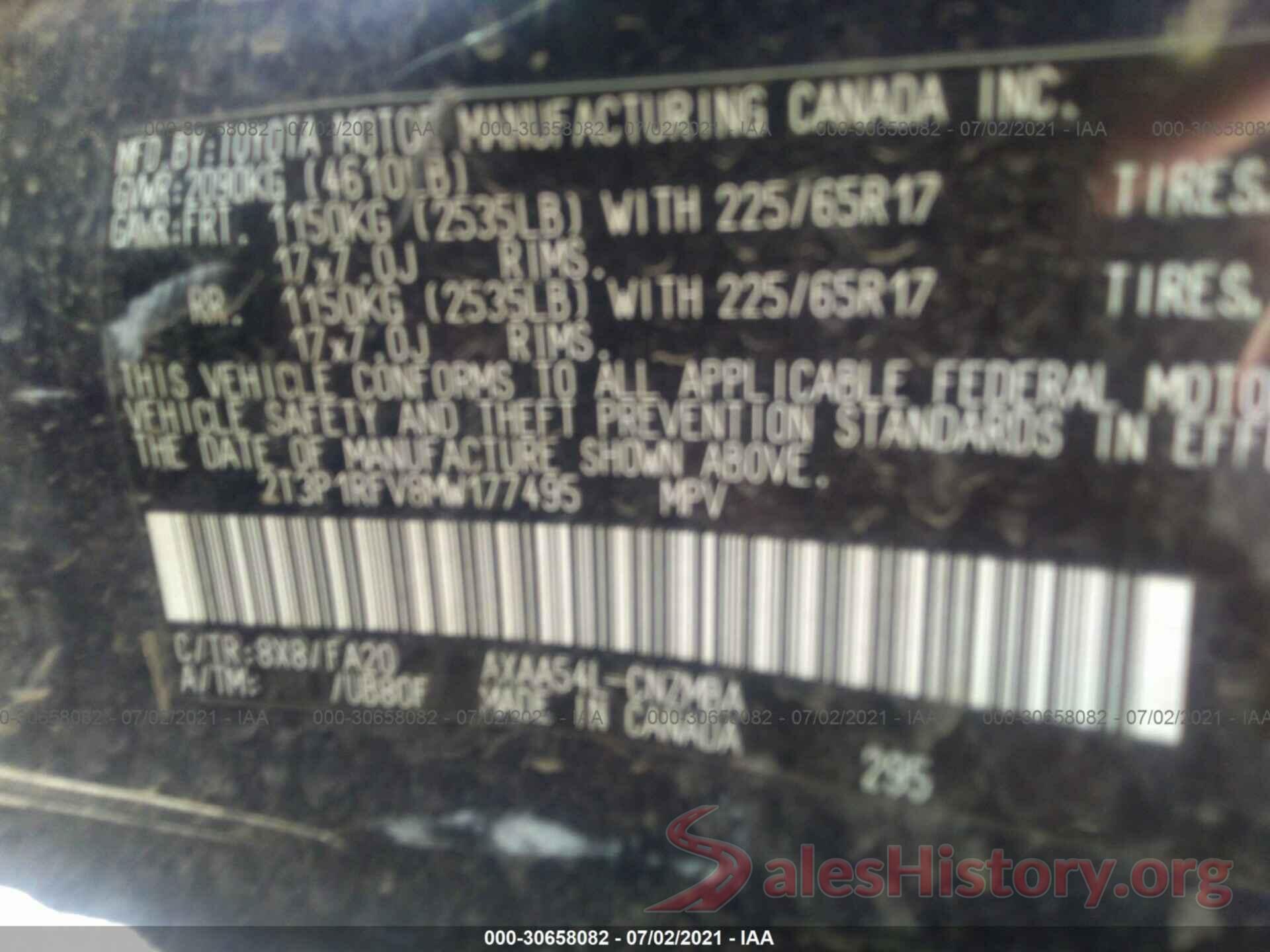 2T3P1RFV8MW177495 2021 TOYOTA RAV4