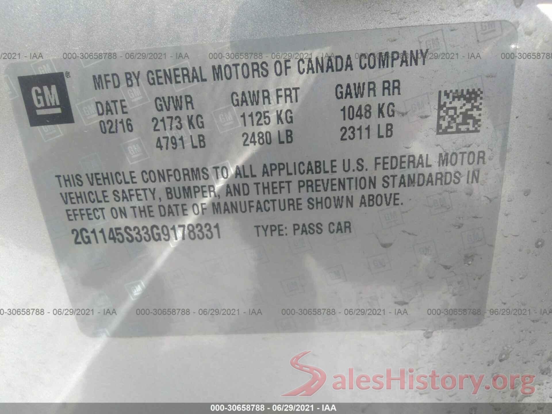 2G1145S33G9178331 2016 CHEVROLET IMPALA