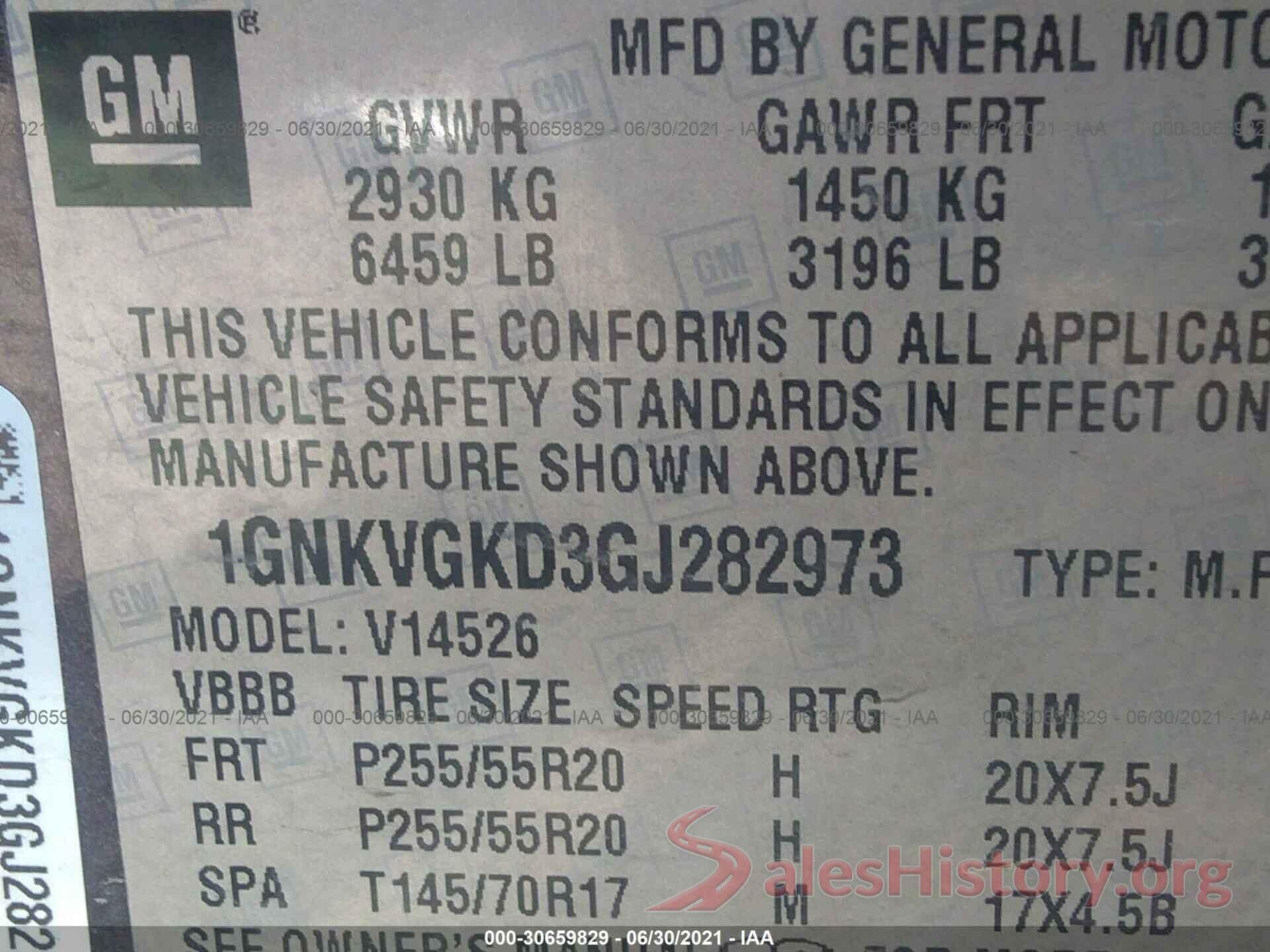 1GNKVGKD3GJ282973 2016 CHEVROLET TRAVERSE