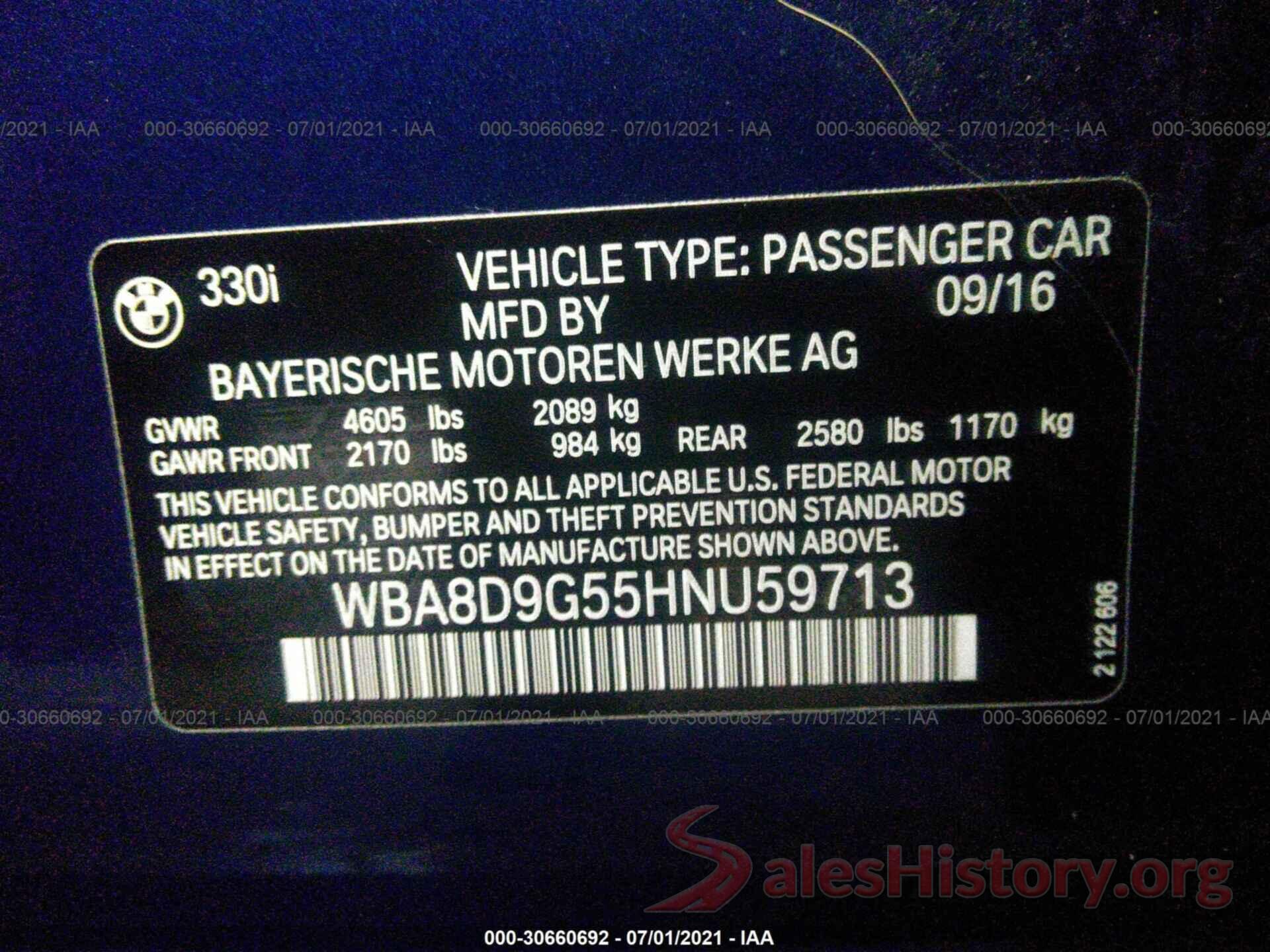 WBA8D9G55HNU59713 2017 BMW 3 SERIES