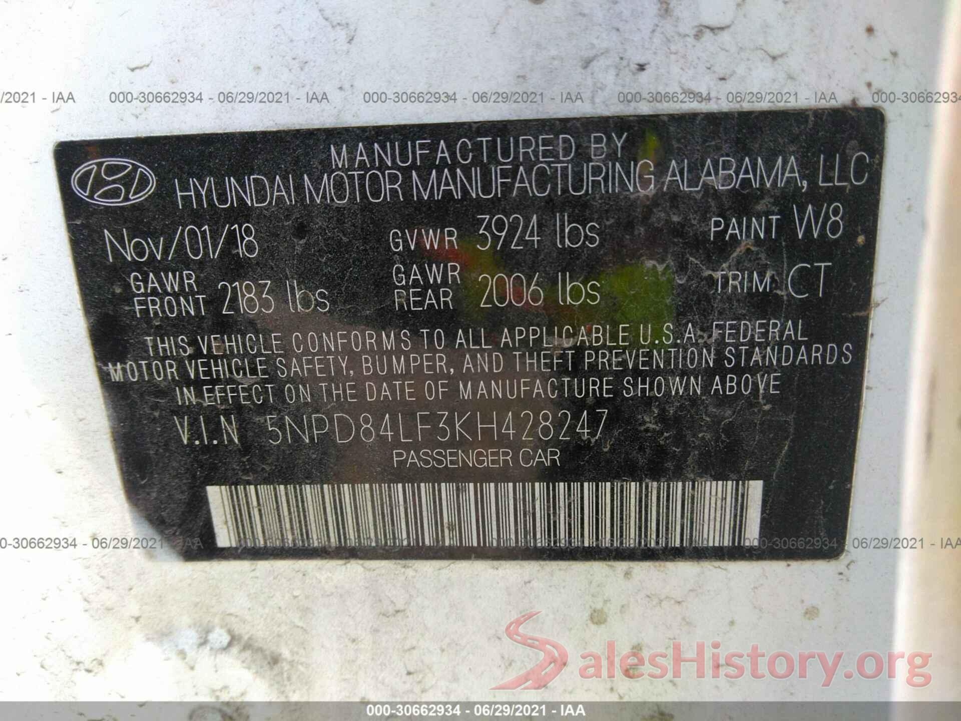 5NPD84LF3KH428247 2019 HYUNDAI ELANTRA