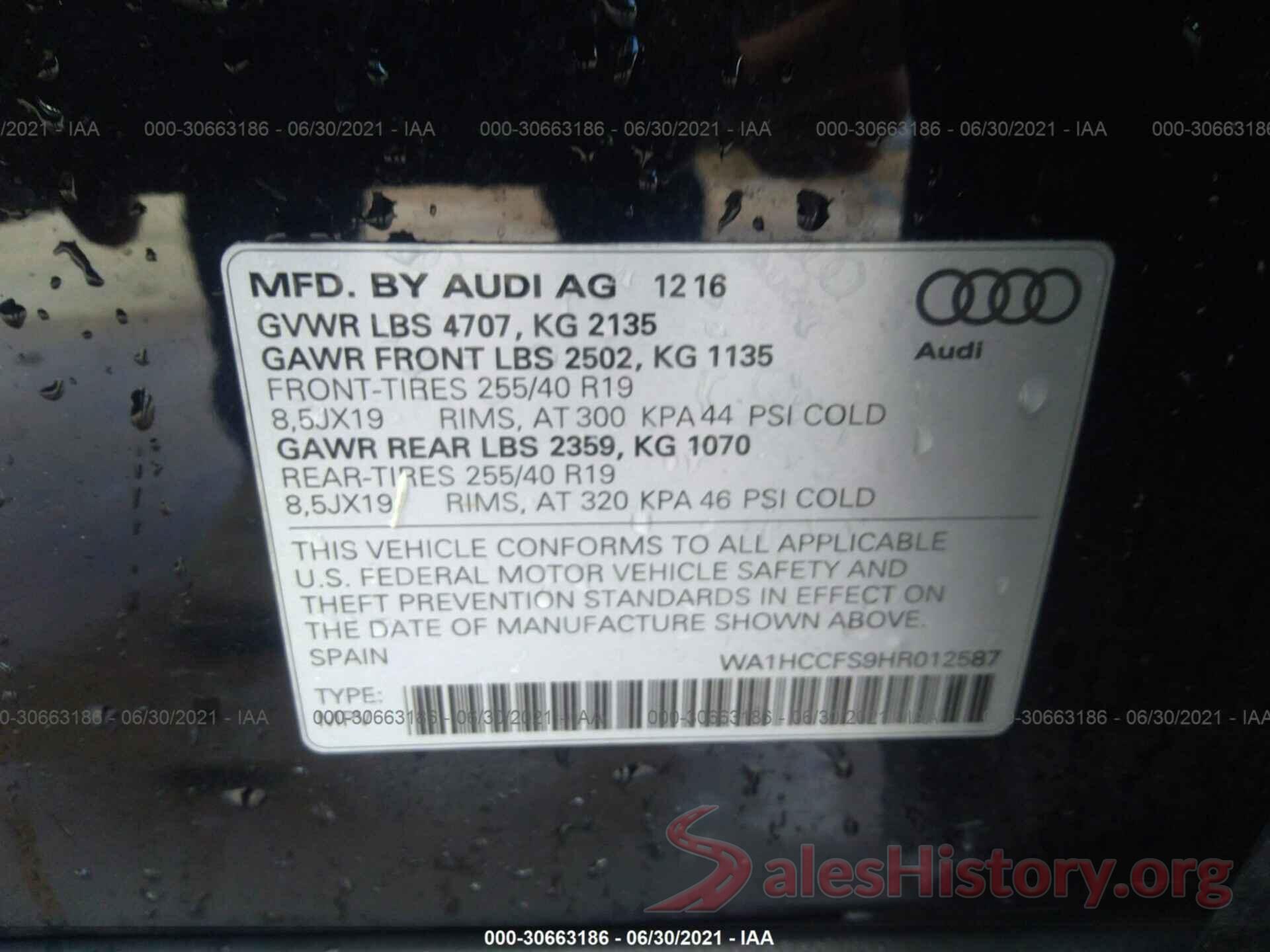 WA1HCCFS9HR012587 2017 AUDI Q3