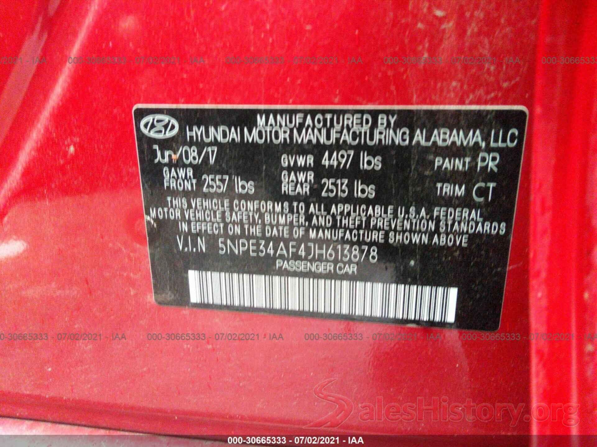 5NPE34AF4JH613878 2018 HYUNDAI SONATA