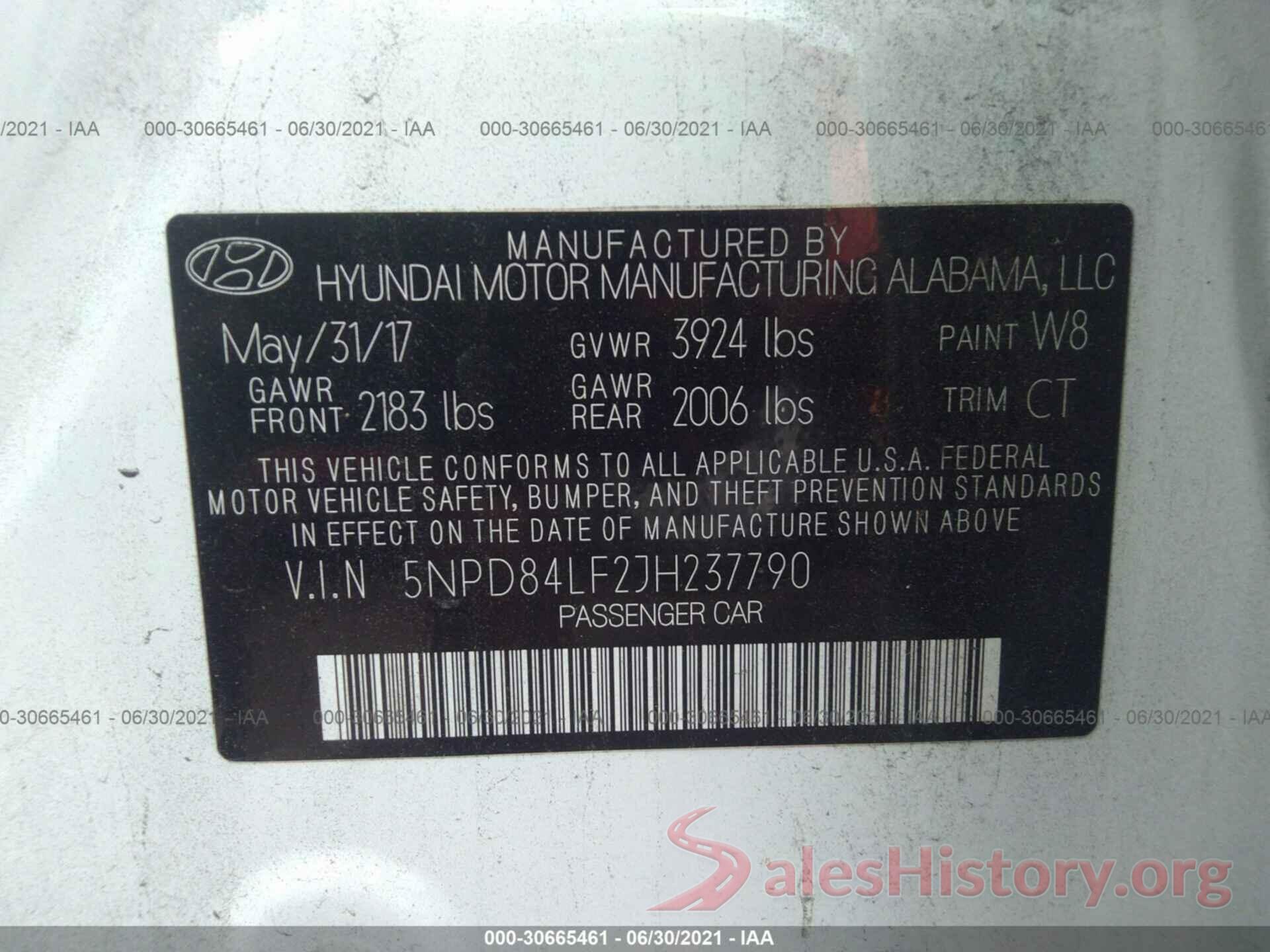 5NPD84LF2JH237790 2018 HYUNDAI ELANTRA