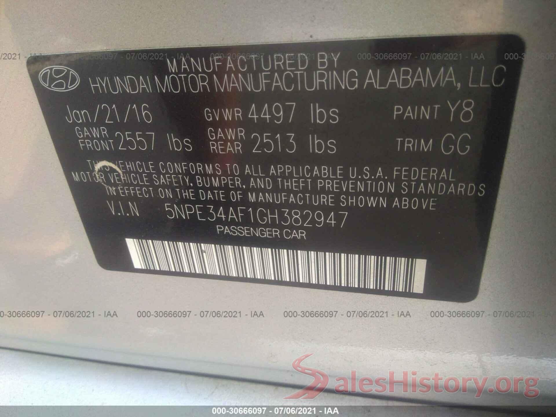 5NPE34AF1GH382947 2016 HYUNDAI SONATA